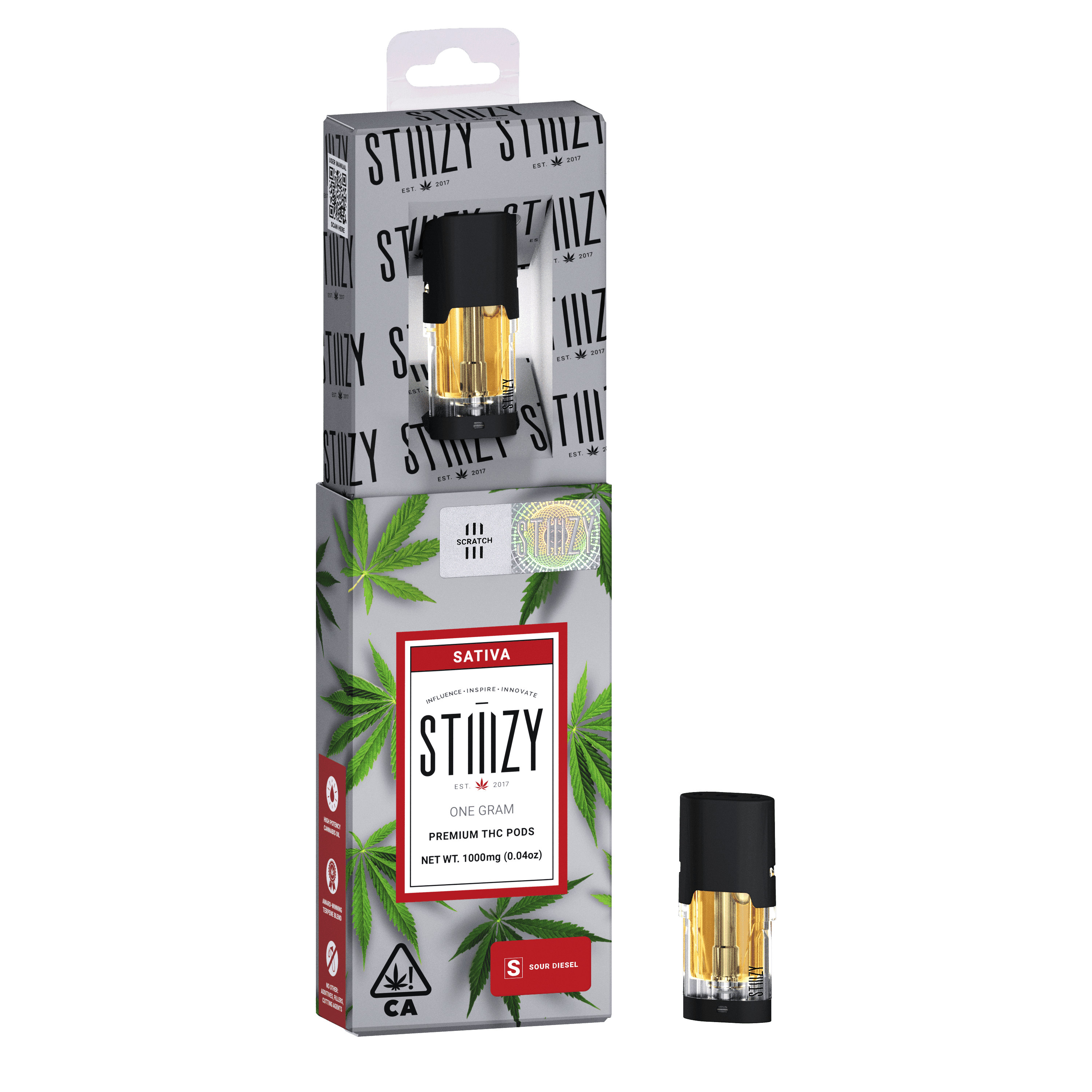 Vape Cartridge - SOUR DIESEL 1G Original THC Pod - STIIIZY