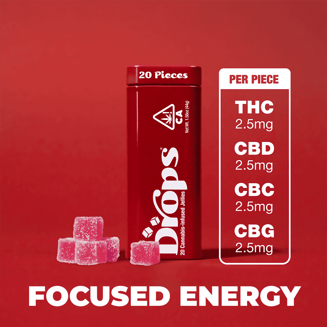 Drops | Cranberry Gummies | 200mg | 20ct | THC:CBG:CBD:CBC 2.5mg each