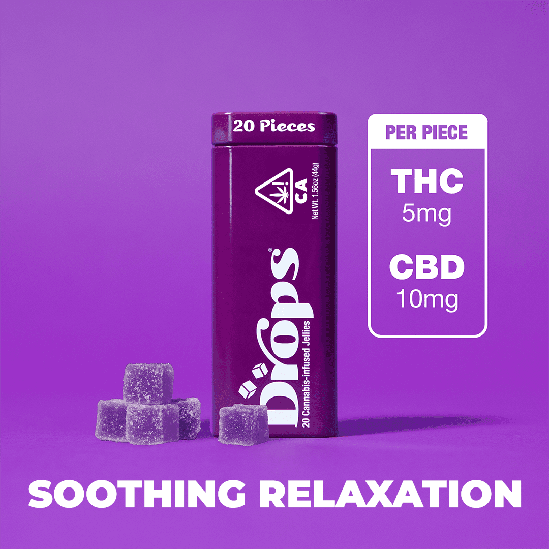 Drops | Blackberry Gummies | 300mg | 20ct | THC:CBD 5mg:10mg each