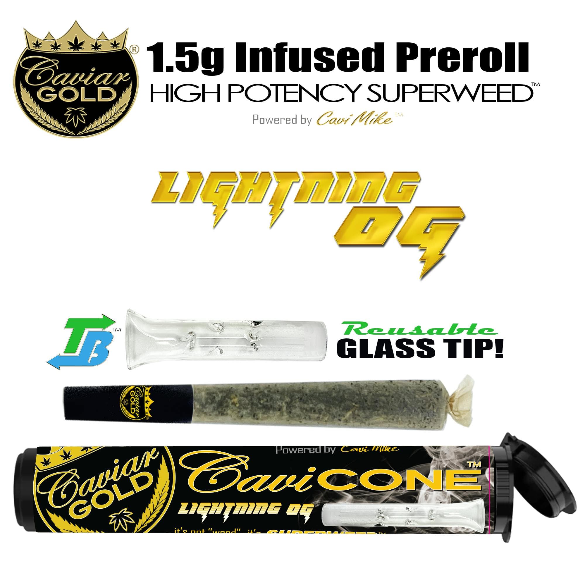 Cavi Cone | Lightning OG | Infused Pre-Roll | 1.5g