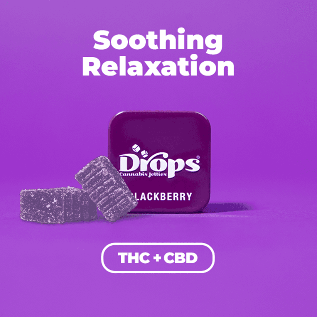 Drops | Blackberry Gummies | 300mg | THC:CBD 50mg:100mg each