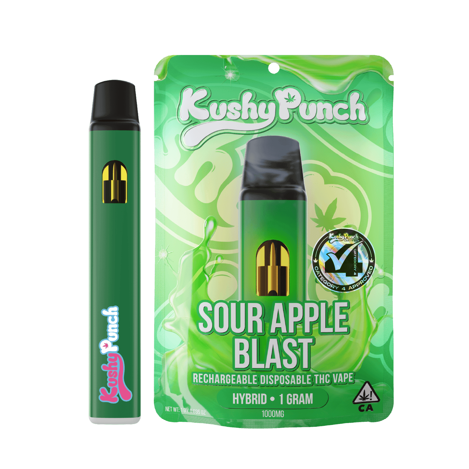 1G Kushy Punch Vape - Sour Apple Blast