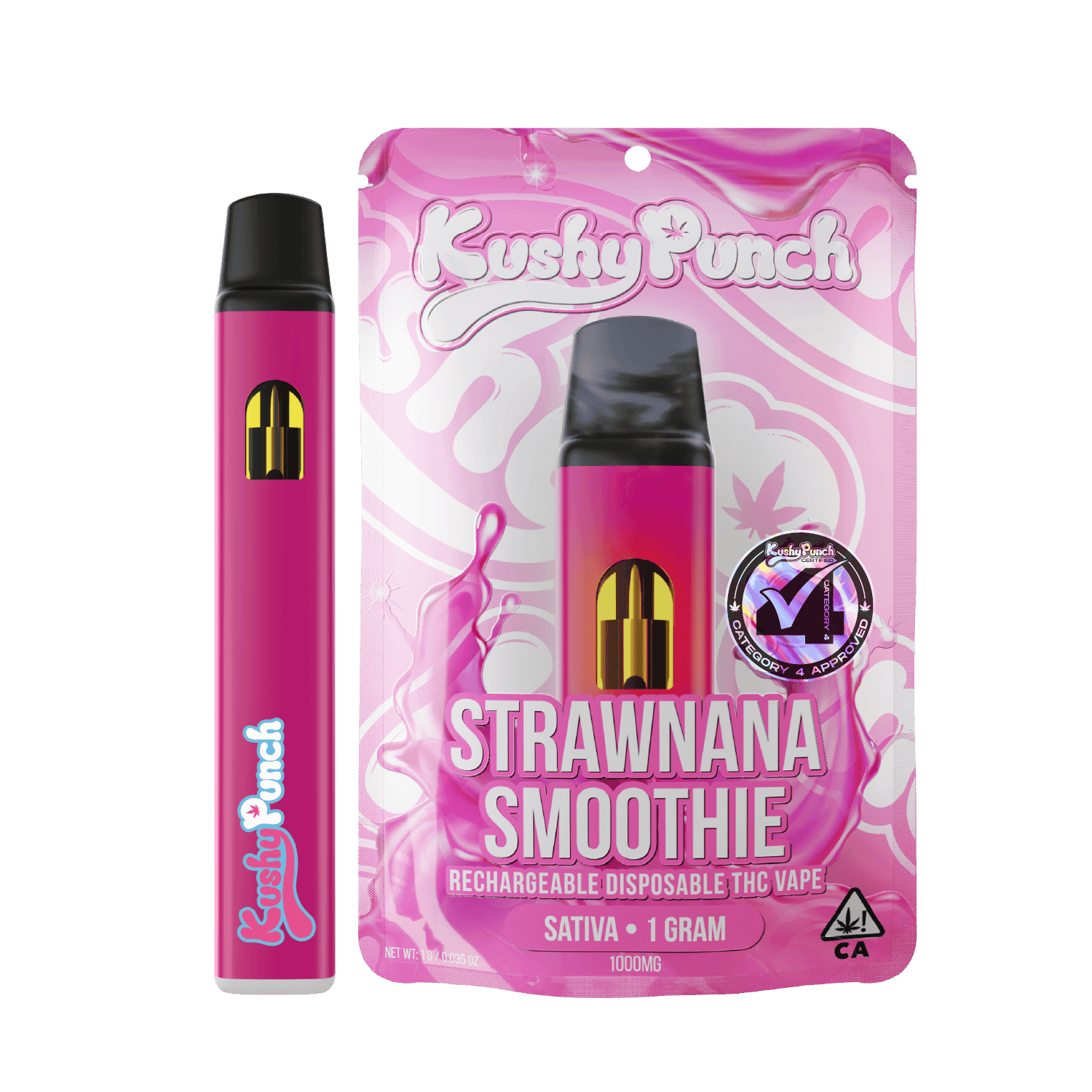 1G Kushy Punch Vape - Strawnana Smoothie