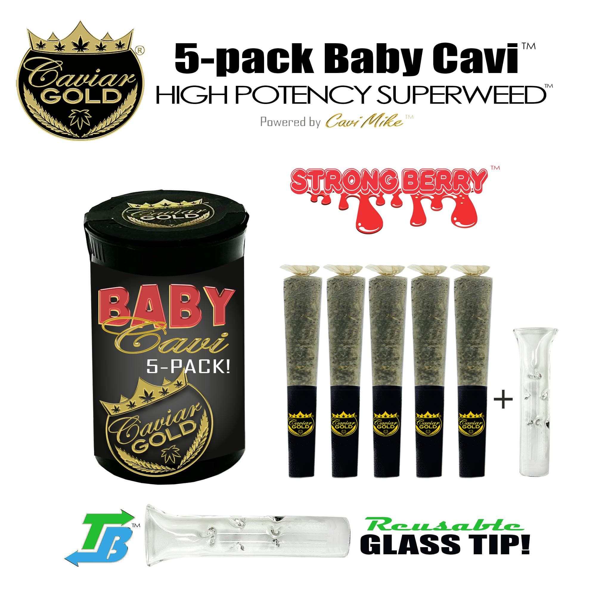 Baby Cavi | Infused Pre-Roll | Strong Berry | 0.5g each | 5pk