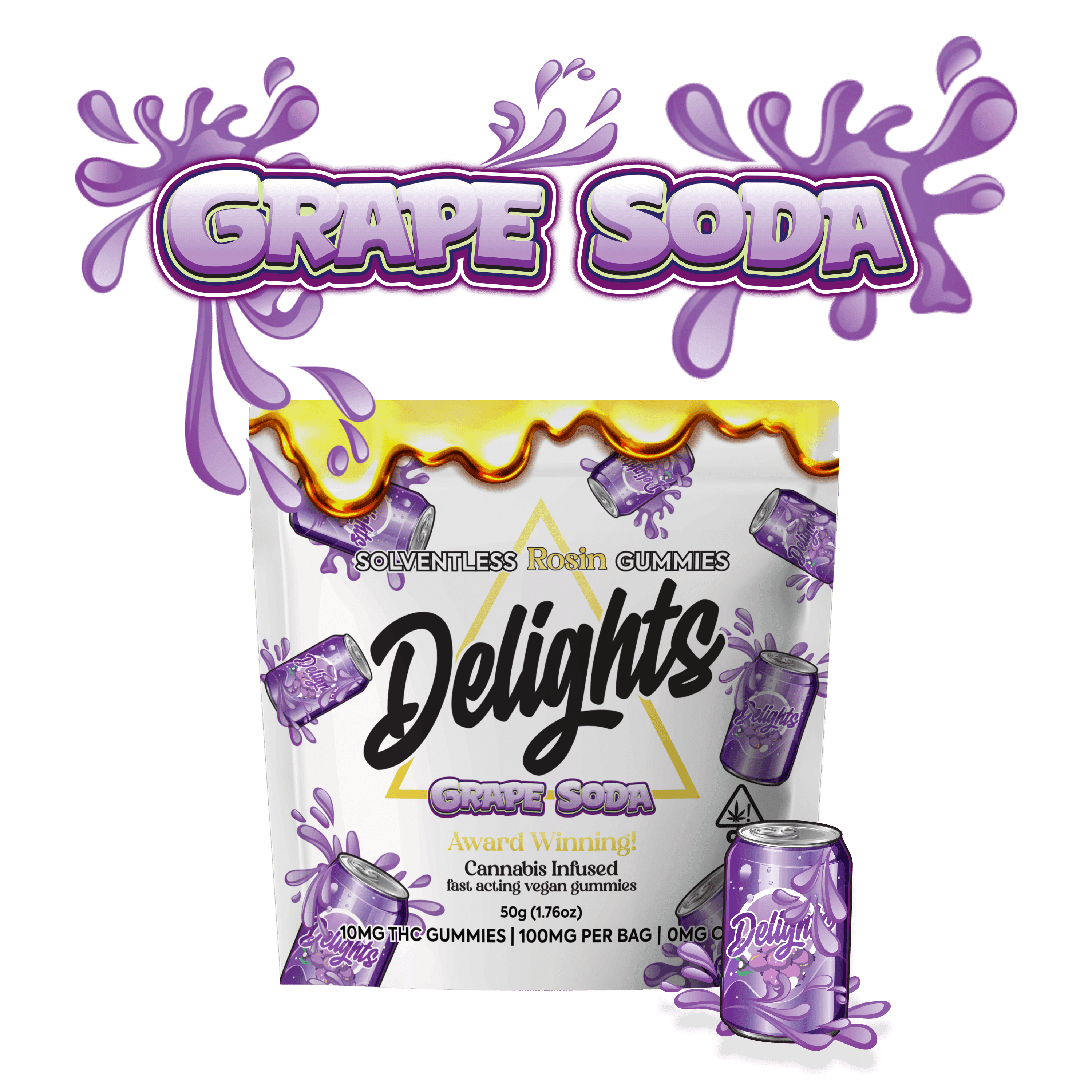 Grape Soda Delights Rosin Infused Gummies