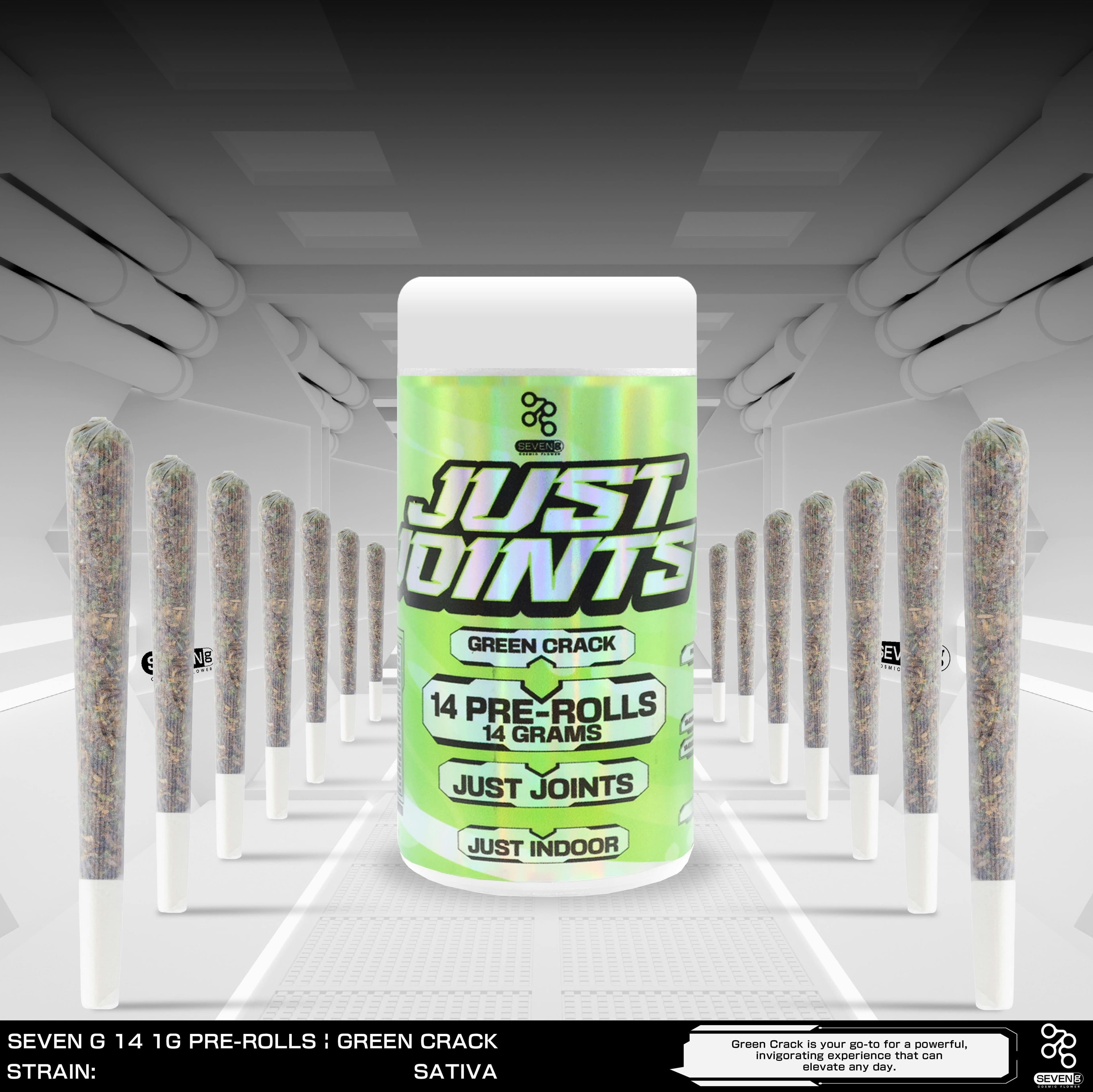 Green Crack Sativa Just Joints - 14pk pre-rolls - 14g by Seven G