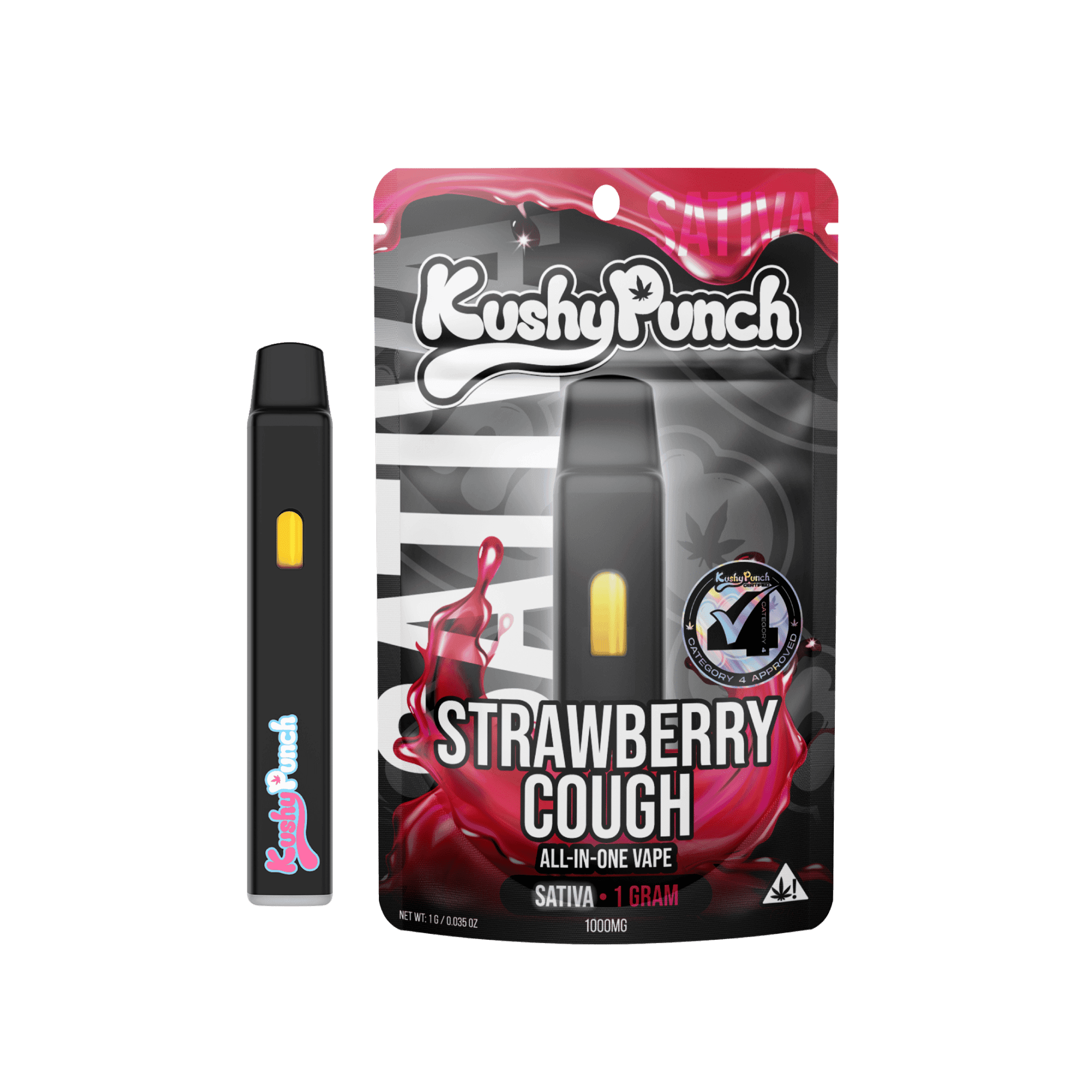 1G Kushy Punch Vape - Strawberry Cough