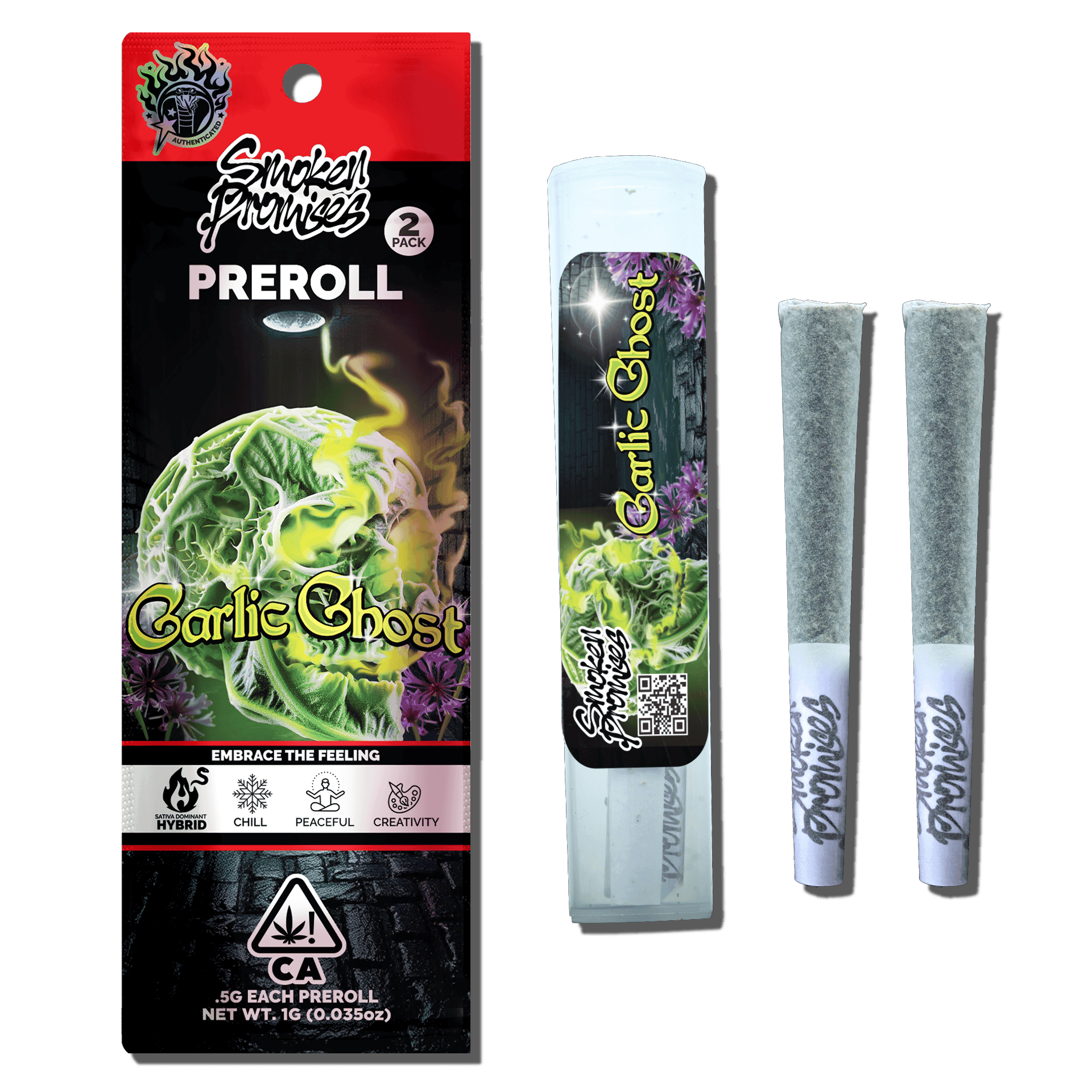 Smoken Promises | Garlic Ghost | Mini Joints | 0.5g each | 2pk