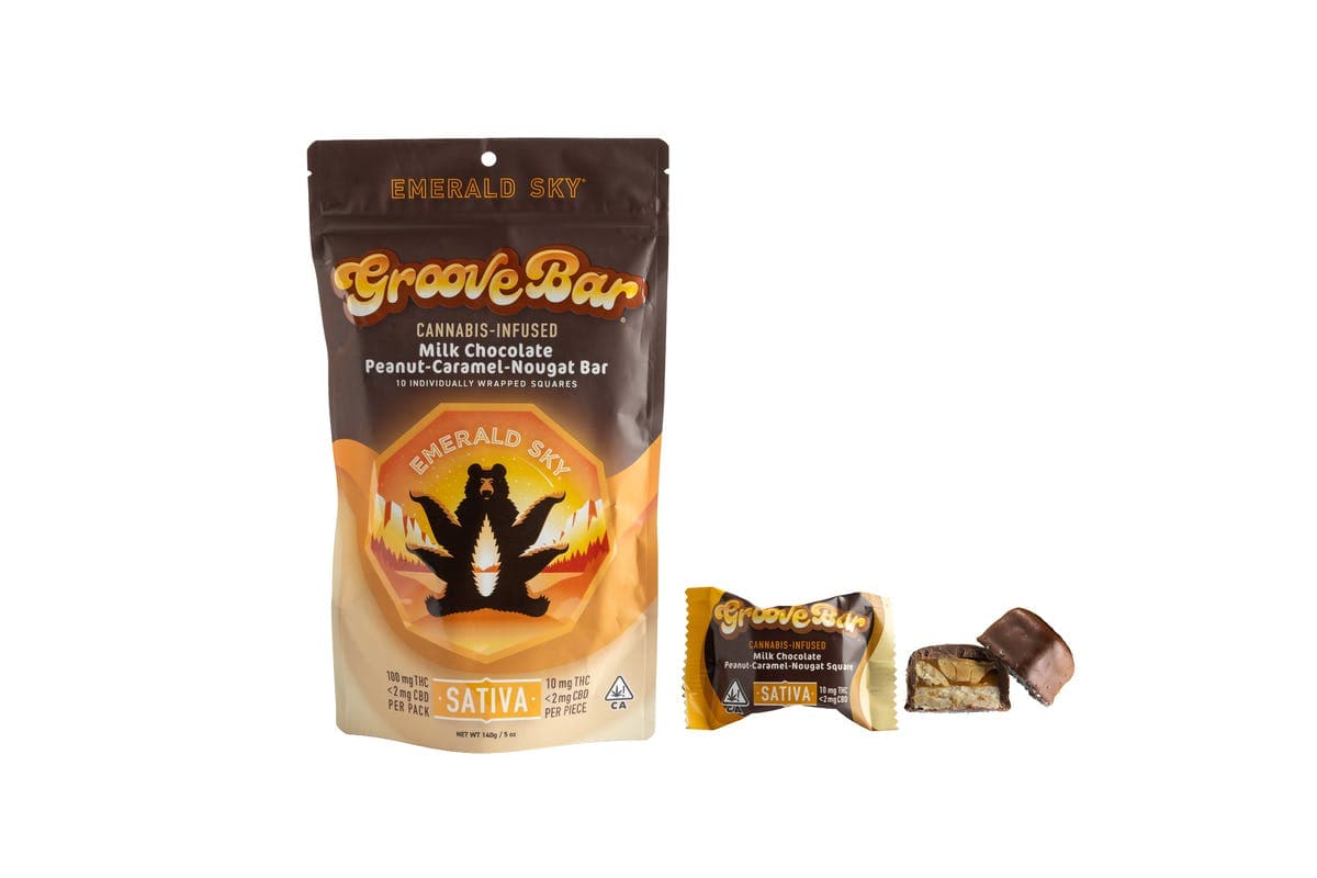 GrooveBar Milk Chocolate Peanut-Caramel-Nougat Bar - Sativa 100mg 10pk