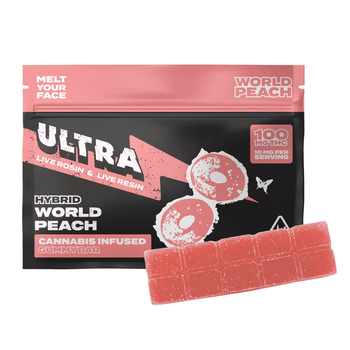 World Peach - 100mg Live Rosin/Live Resin Infused Gummy Bar