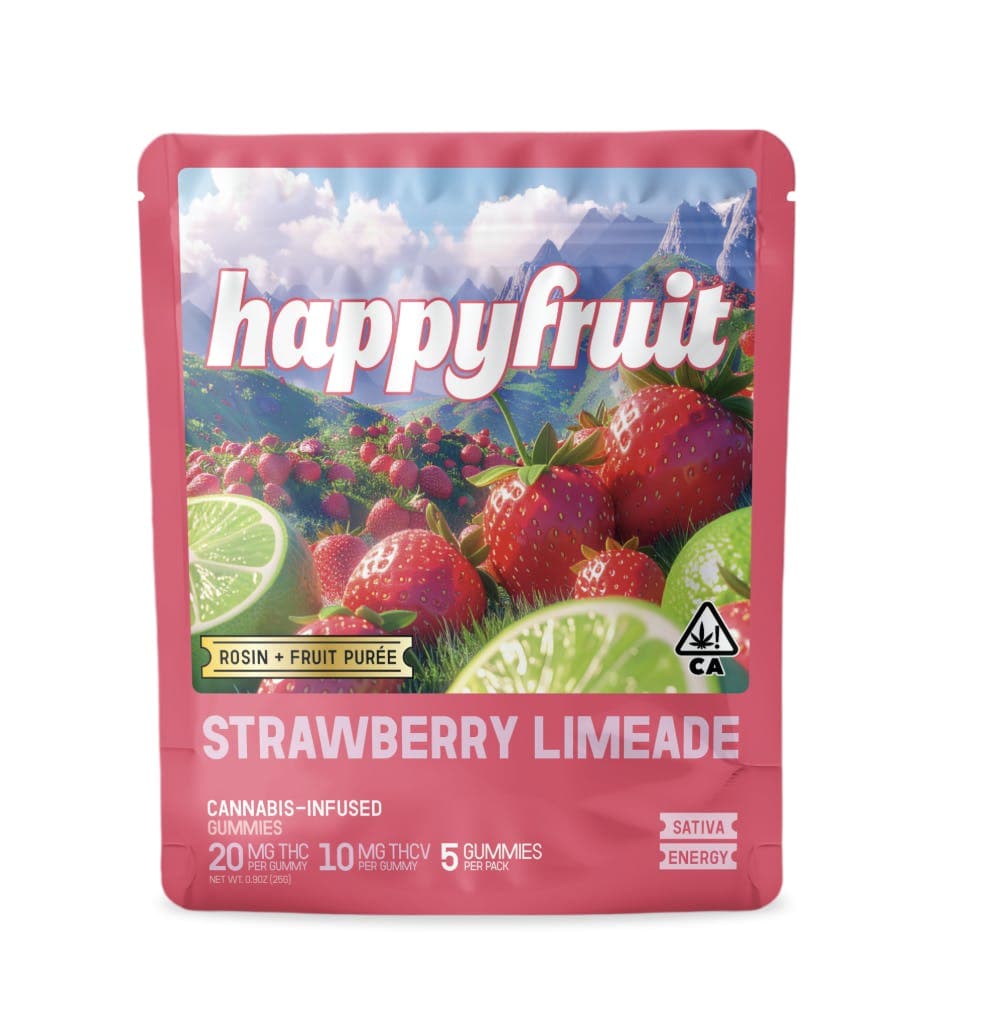 Happy Fruit - Strawberry Limeade Rosin Gummies - 100mg THC/50mg THCV - 5pk