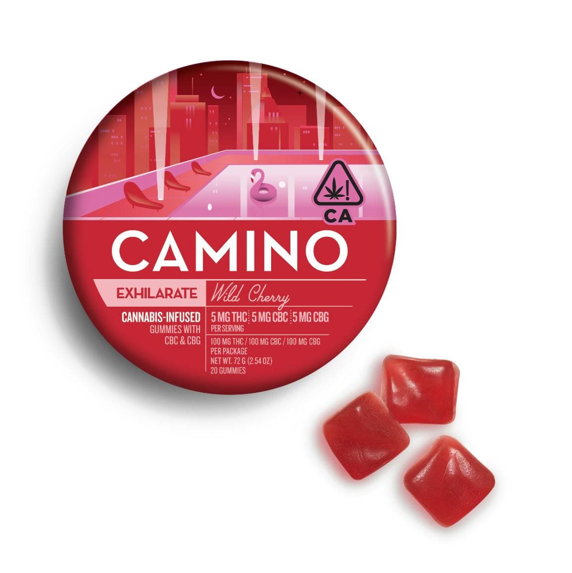 Camino | Wild Cherry Gummies | THC:CBC:CBG 5:5:5 | 100mg | 20ct | 5mg/ea