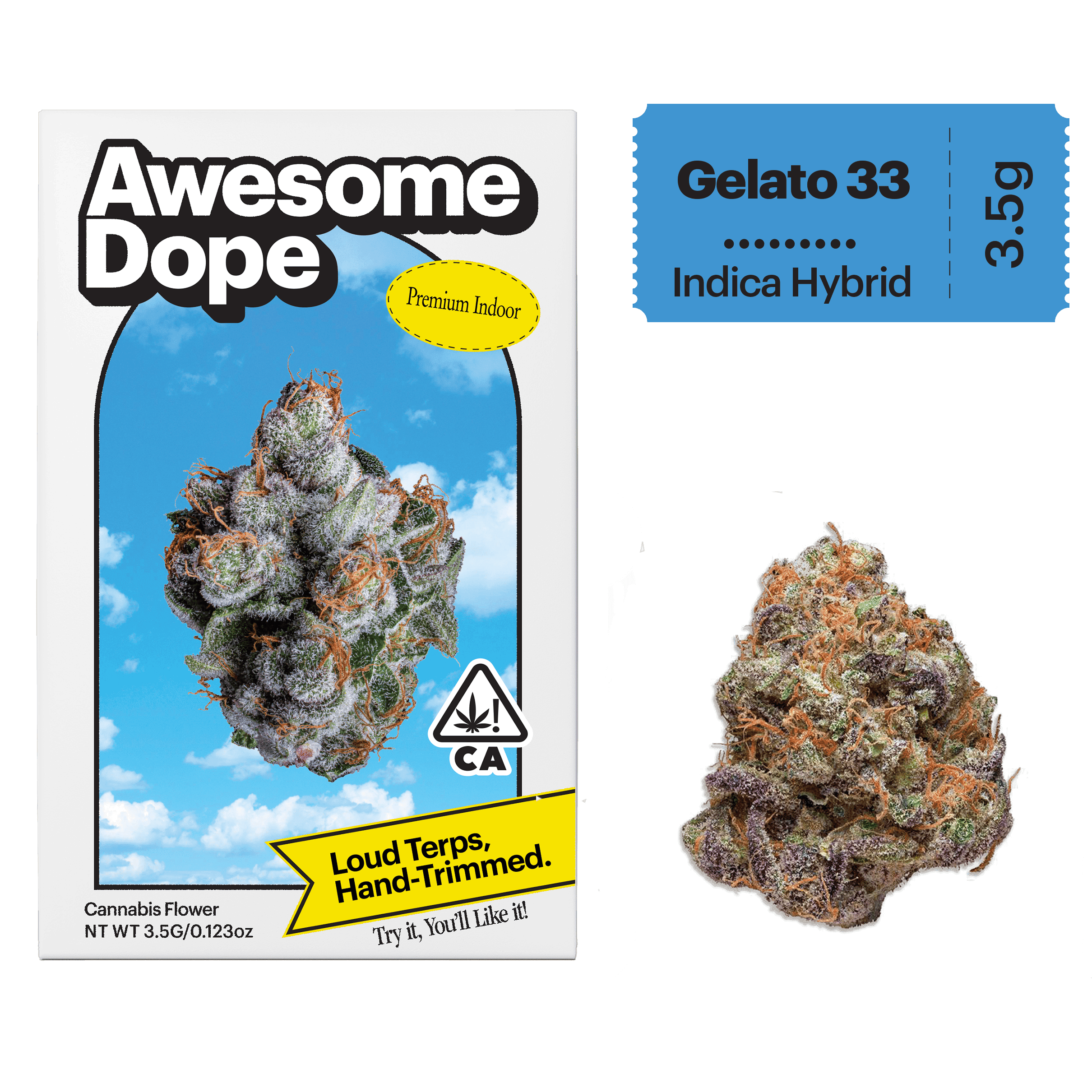 Awesome Dope | Gelato 33 | Premium Indoor Big Buds | 3.5g