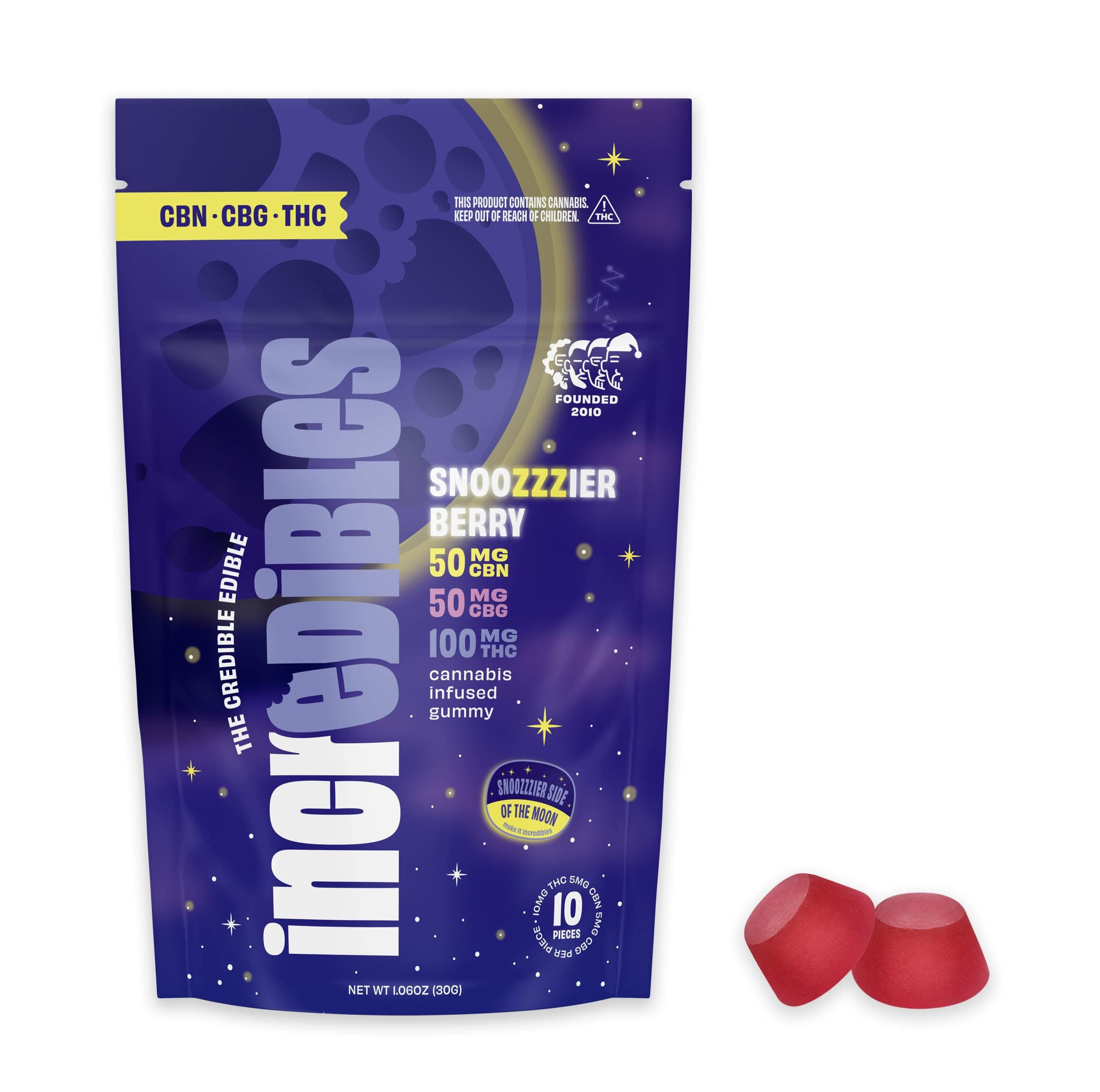 SNOOZZZIERBERRY 2:1:1 GUMMIES 10PC [100MG THC: 50MG CBN: 50MG CBG]