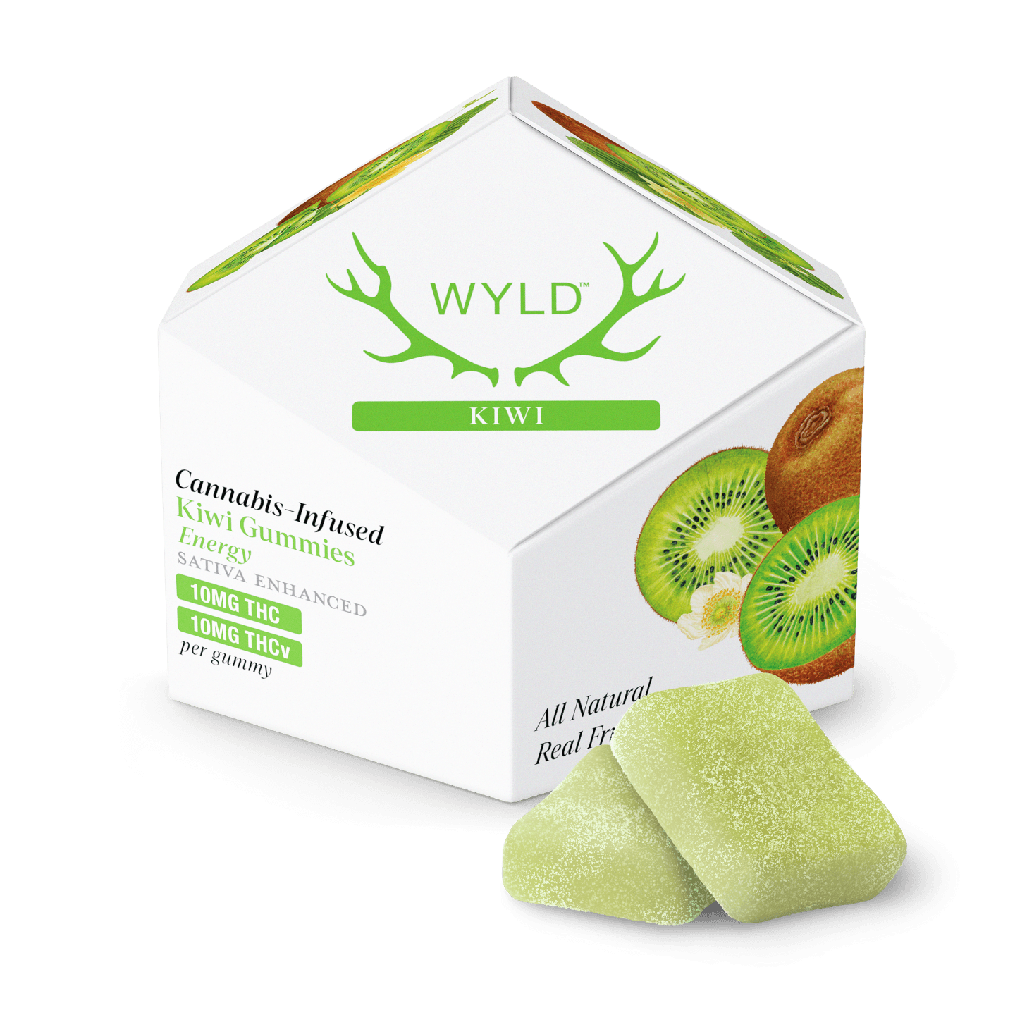 Kiwi 1:1 THCv + Sativa Enhanced Gummies | 100mg THC:100mg THCv