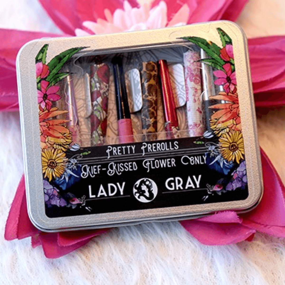 Custom Tins Kief Kissed Pretty Preroll 7pk Assorted Strains by Lady Gray