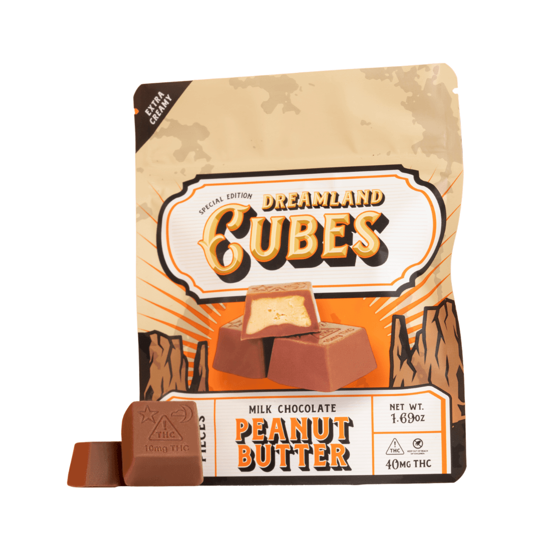 Dreamland Chocolates | Milk Chocolate Peanut Butter Cubes 40mg