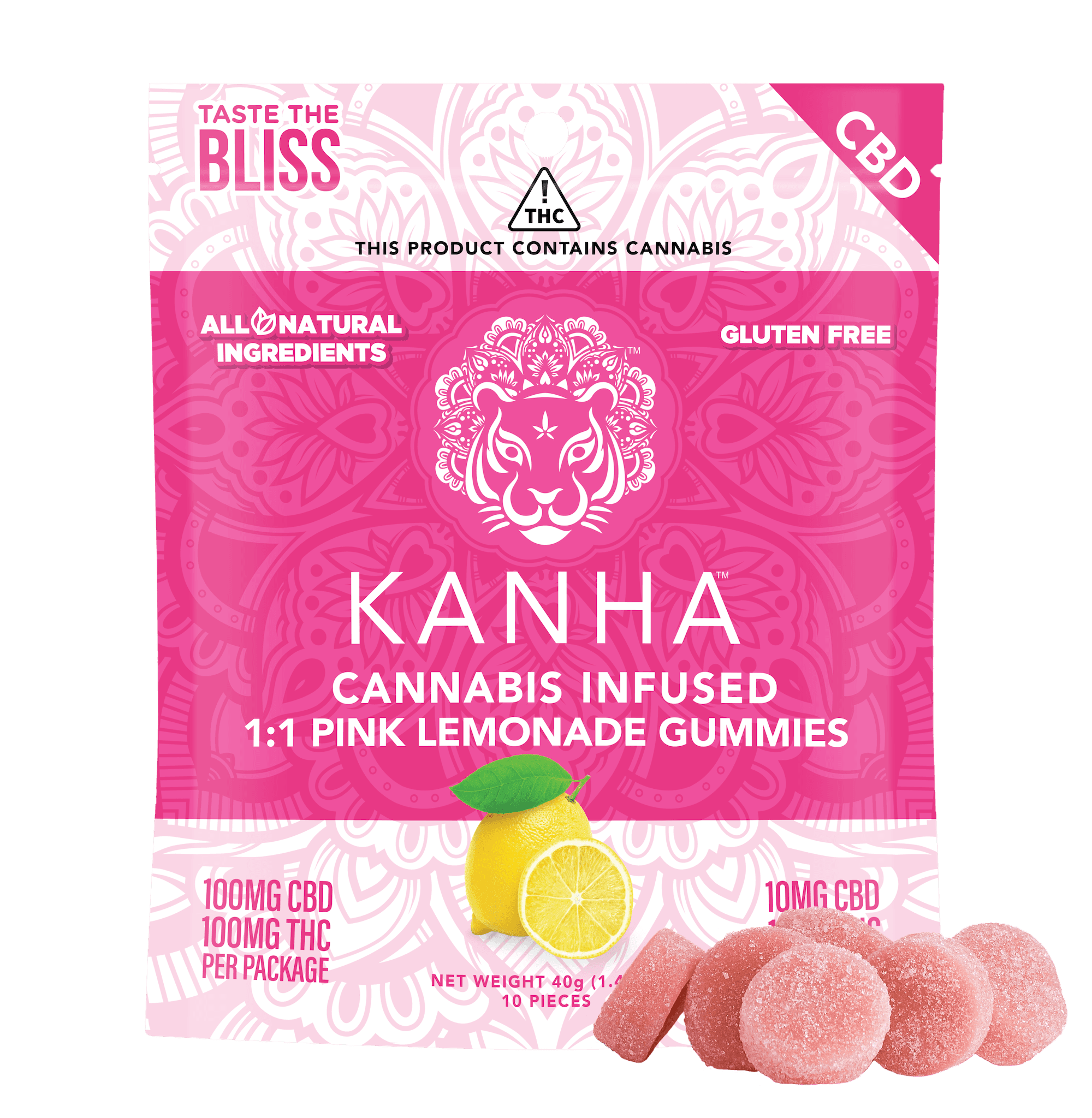 Kanha FX 1:1 CBD:THC Pink Lemonade (H) Gummies 10mg 10pk