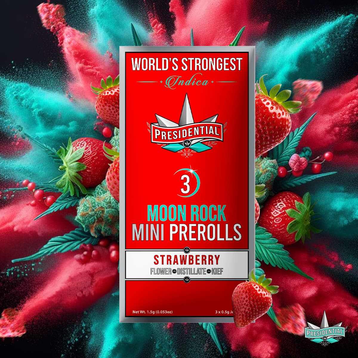 Presidential Strawberry .5g Moon Rock Preroll 3pk