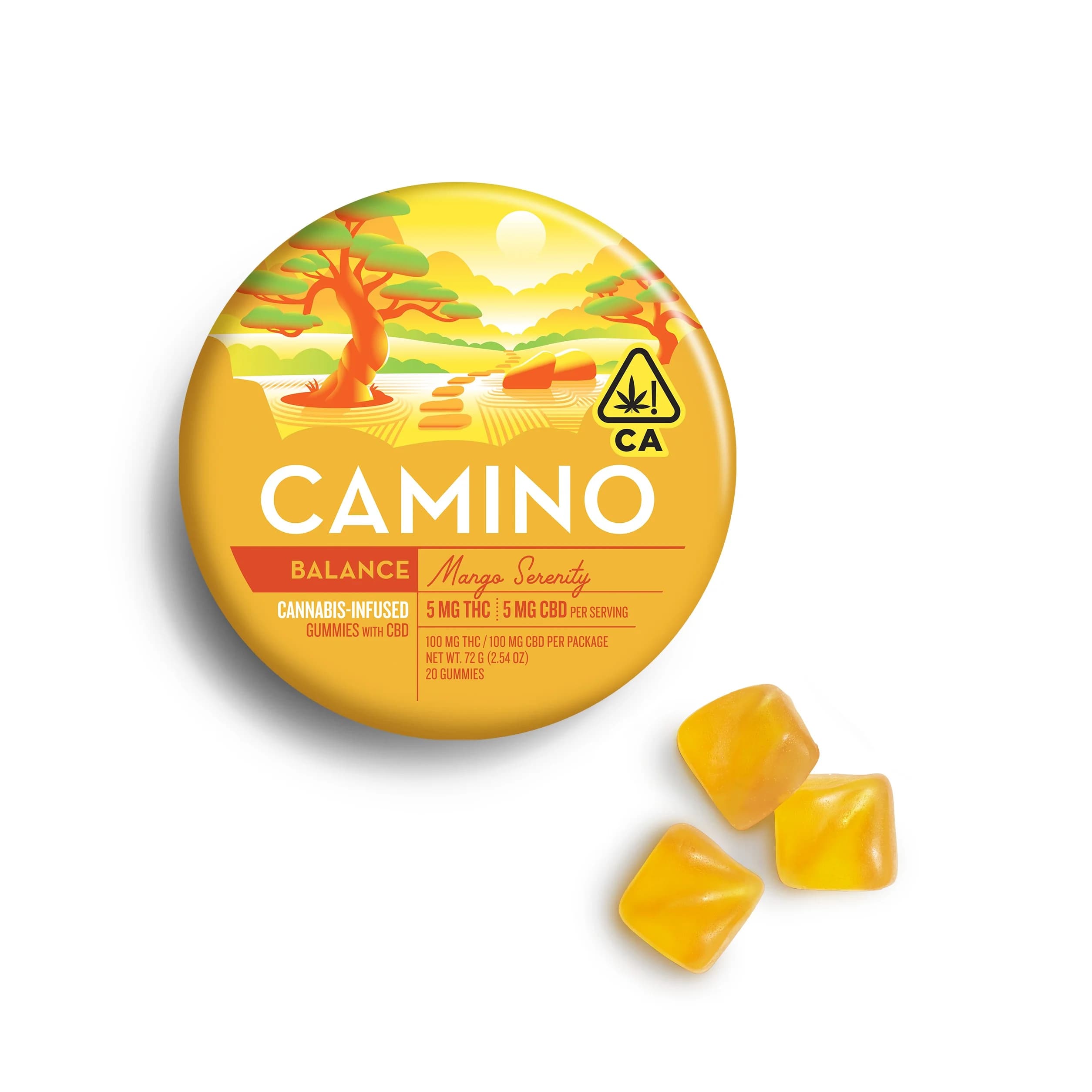 Kiva Camino | Mango Serenity Gummies 1:1 THC:CBD 100mg