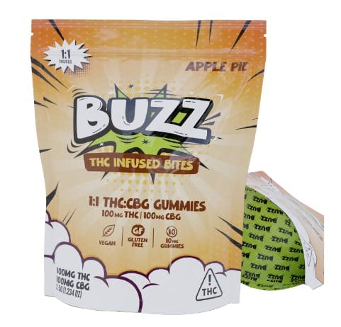 BUZZ Gummies Apple Pie 1:1 THC:CBG 100mg:100mg