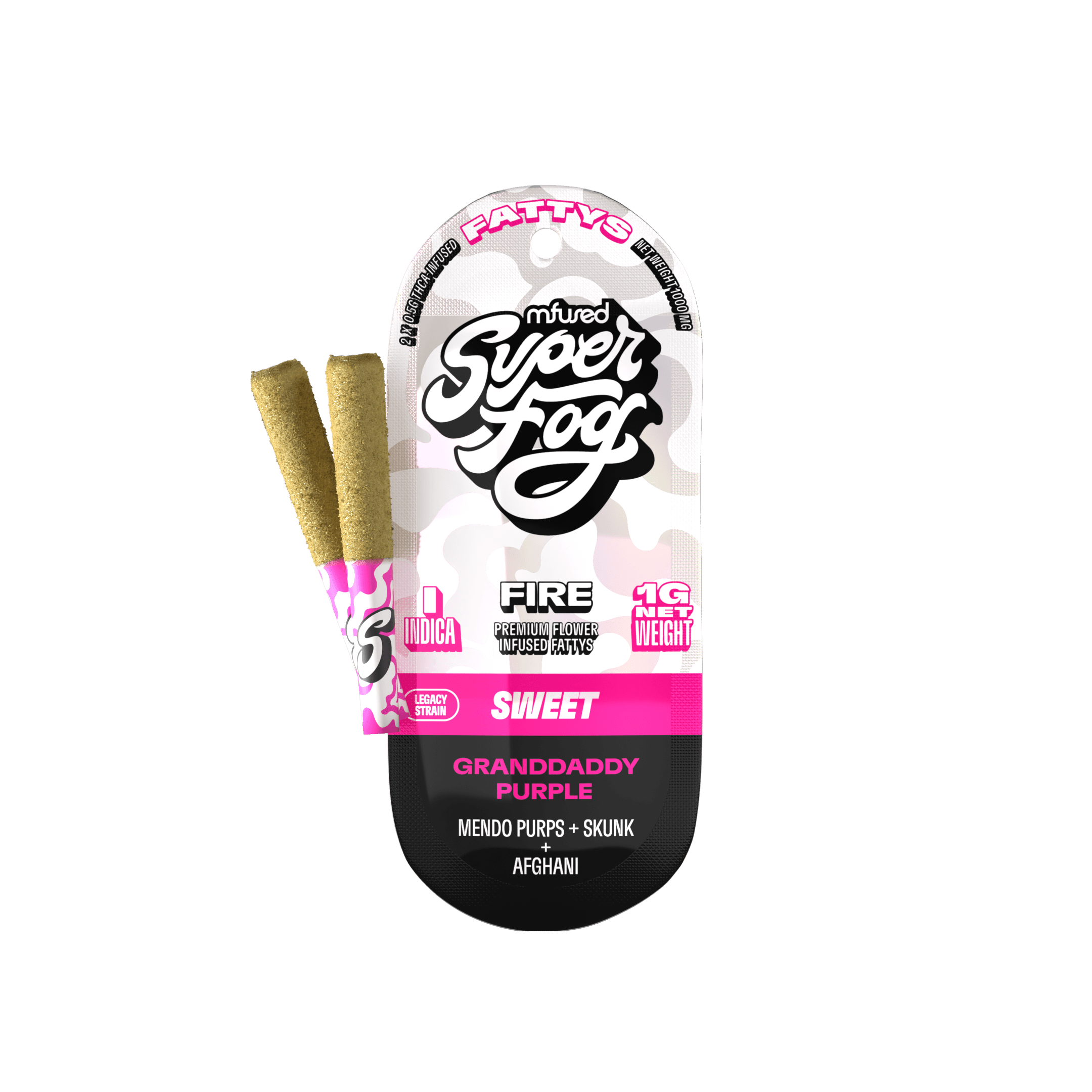 Mfused Super Fog - Fire Fattys - Infused Preroll 2pk - Granddaddy Purple (I) (1.0g)