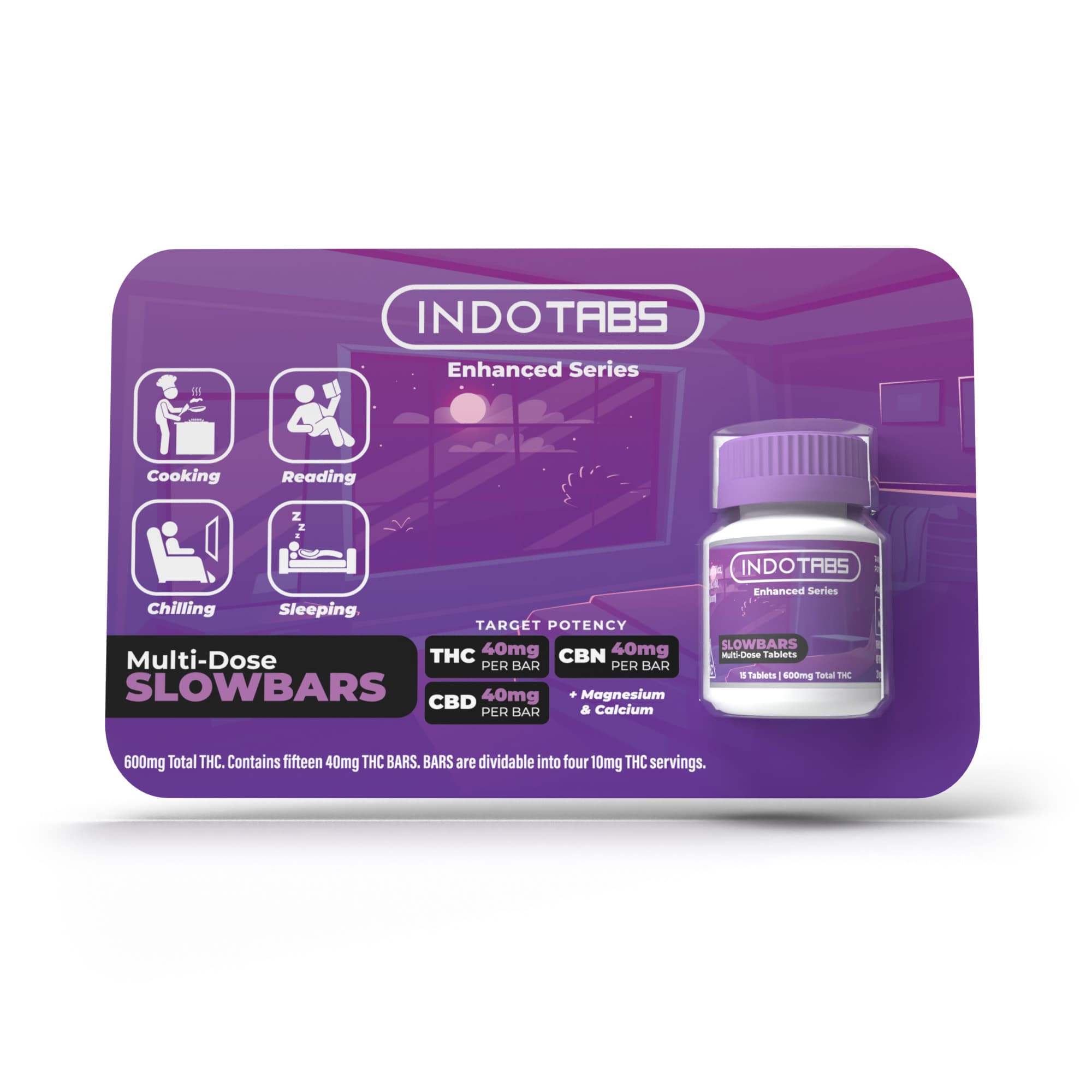 INDOTABS SLOWBARS 1:1:1 THC:CBD:CBN Tablets 40mg 15pk