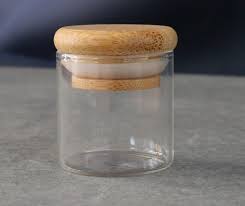 Small Bamboo Glass Jar