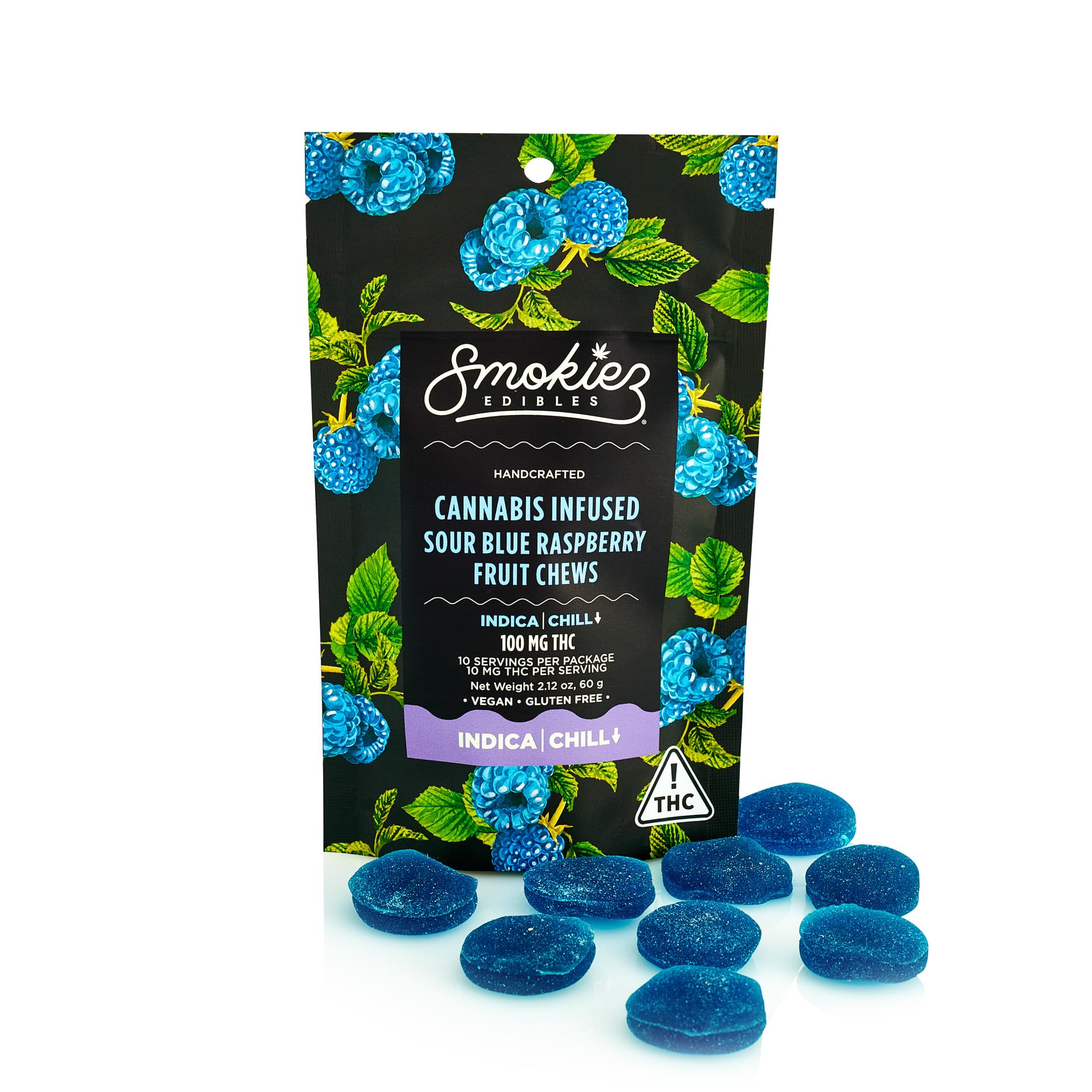 Sour Blue Raspberry Indica  100mg THC Fruit Chews
