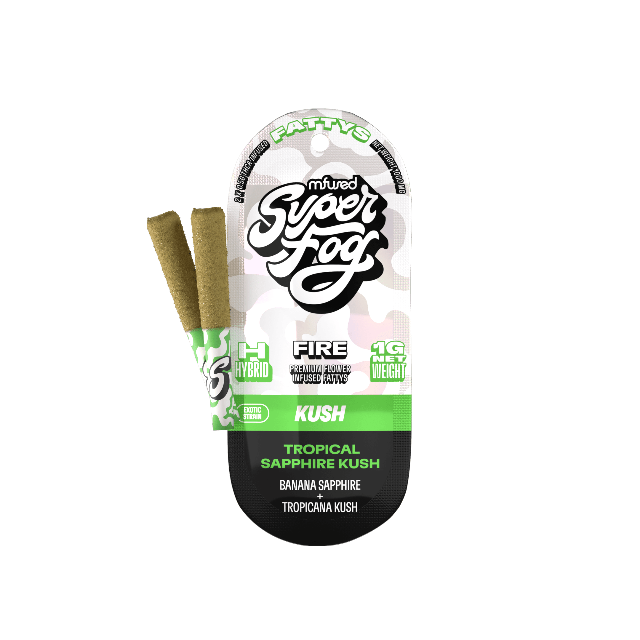 Mfused Super Fog - Fire Fattys - Infused Preroll 2pk - Tropical Sapphire Kush (H) (1.0g)