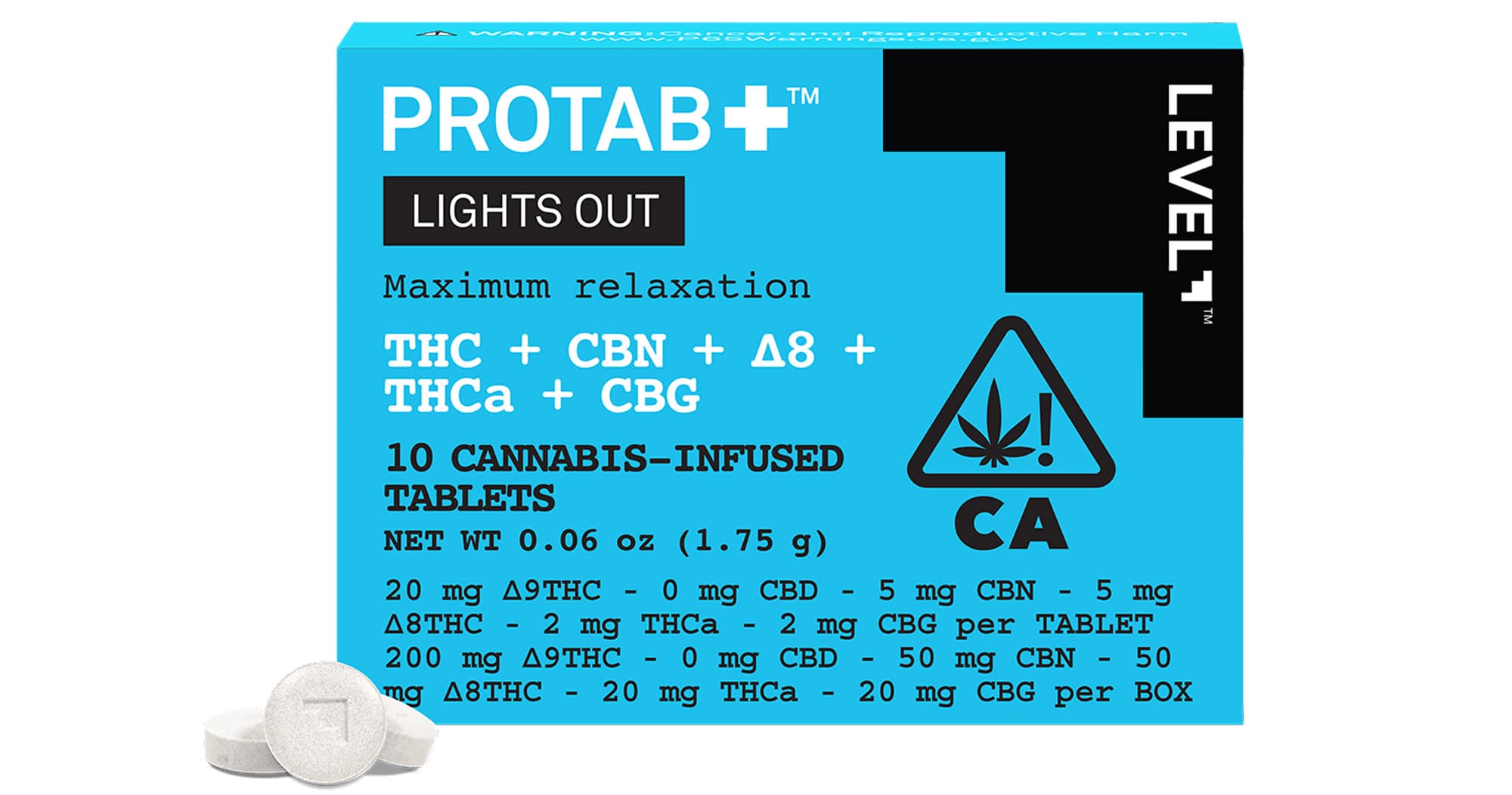 LEVEL ProTab+ Lights Out THC:CBN:CBG Tablets 20mg 10pk