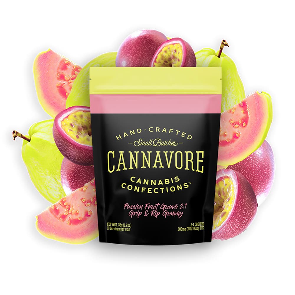 Cannavore | Passionfruit Guava 2:1 CBD:THC Gummies 100mg
