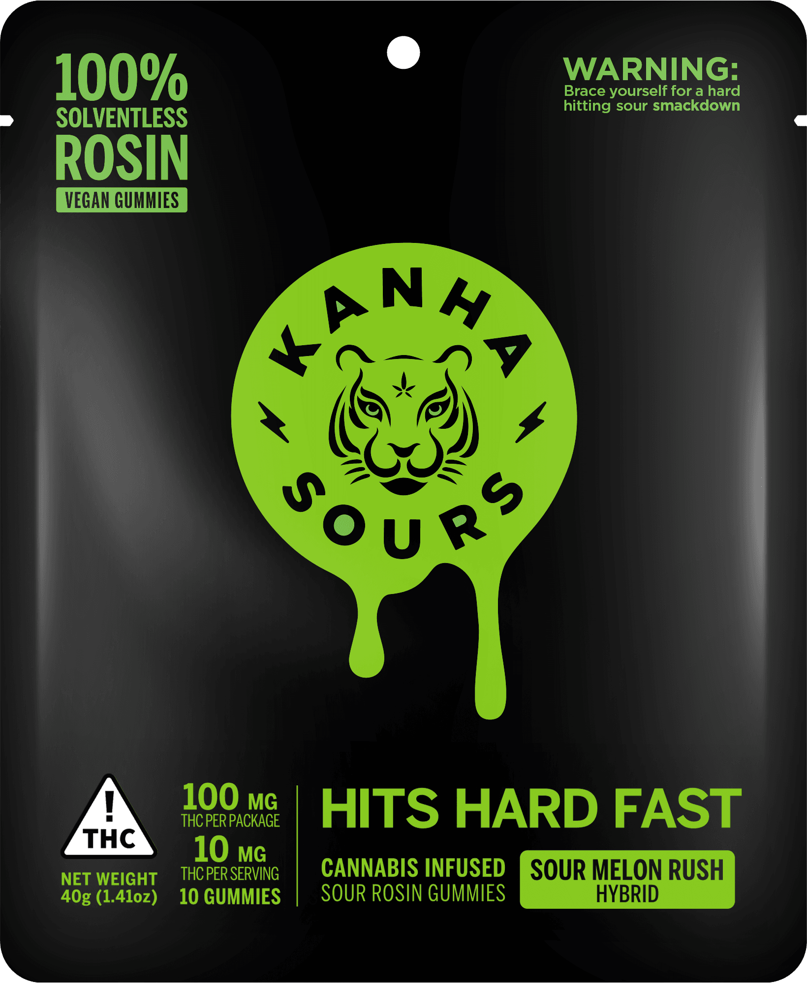 Kanha Sour Melon Rush (H) Vegan Solventless Rosin Gummies 10mg 10pk