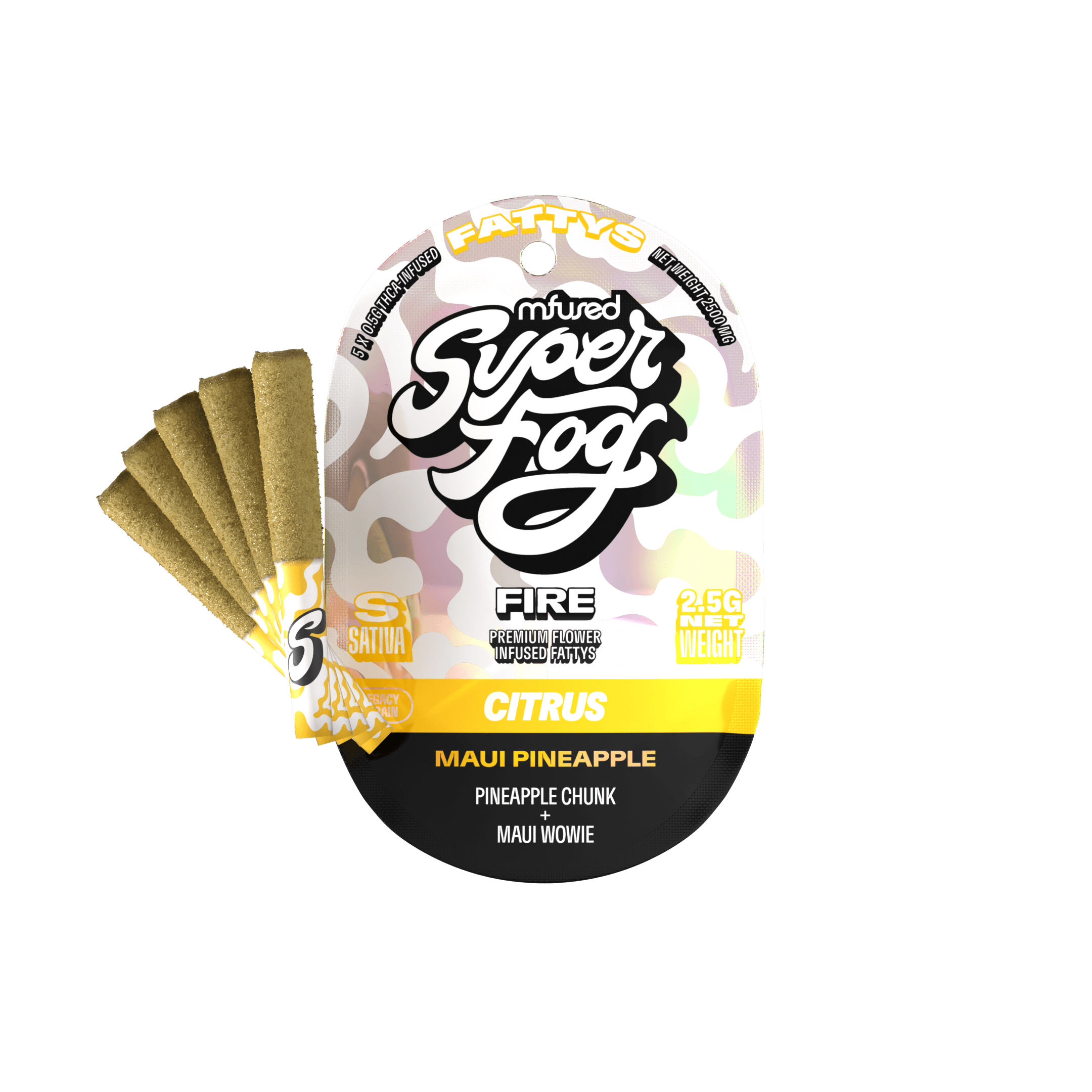 Mfused Super Fog - Fire Fattys - Infused Preroll 5pk - Maui Pineapple (S) (2.5g)