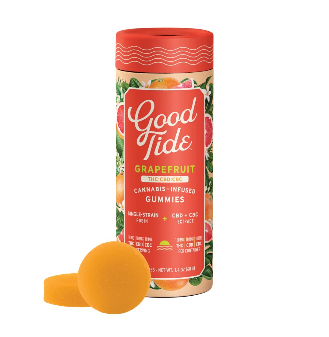 Good Tide Grapefruit 1:1:1 THC:CBD:CBC Solventless Rosin Gummies 10mg 10pk