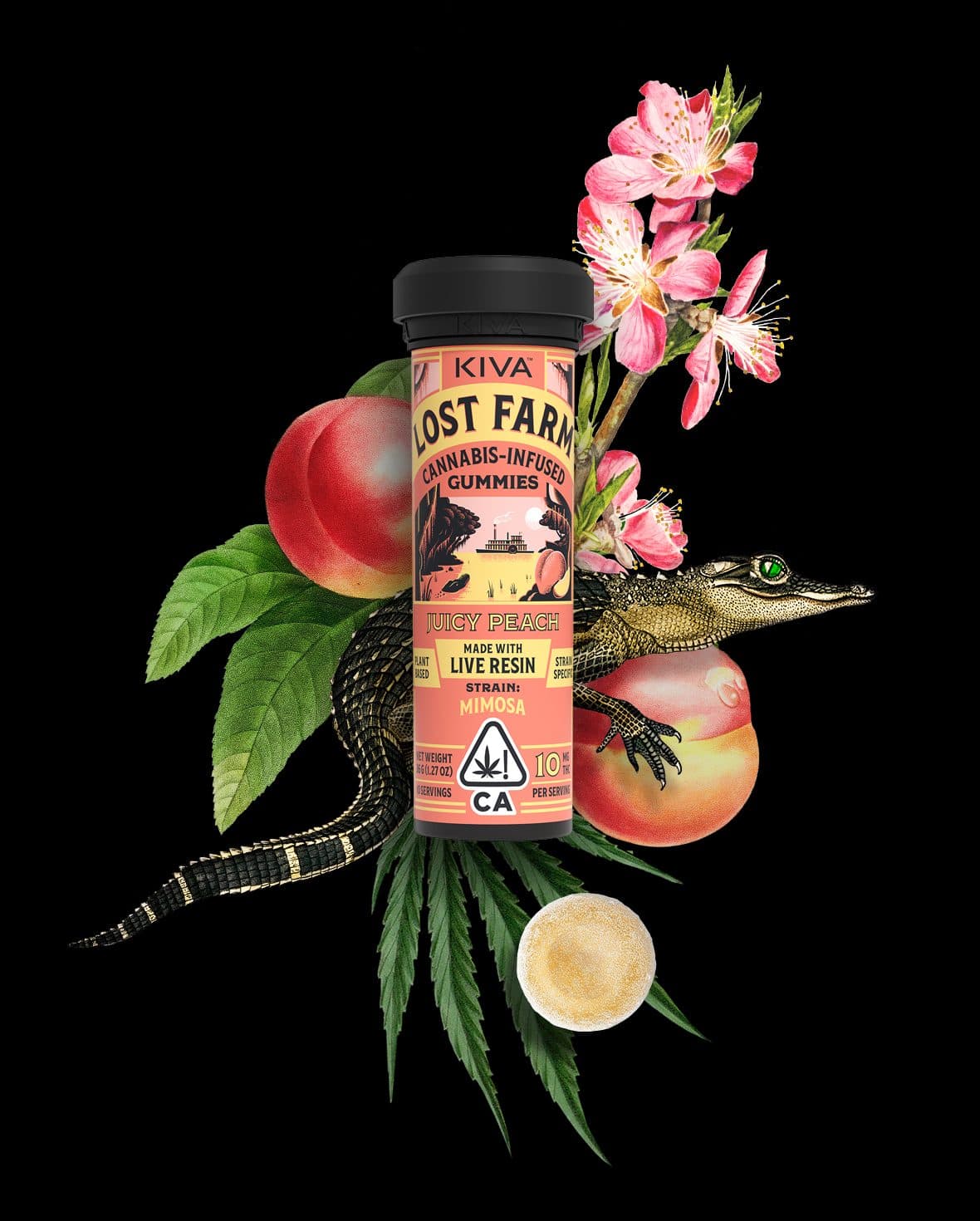 Kiva Lost Farm Juicy Peach (S) Live Resin Gummies 10mg 10pk