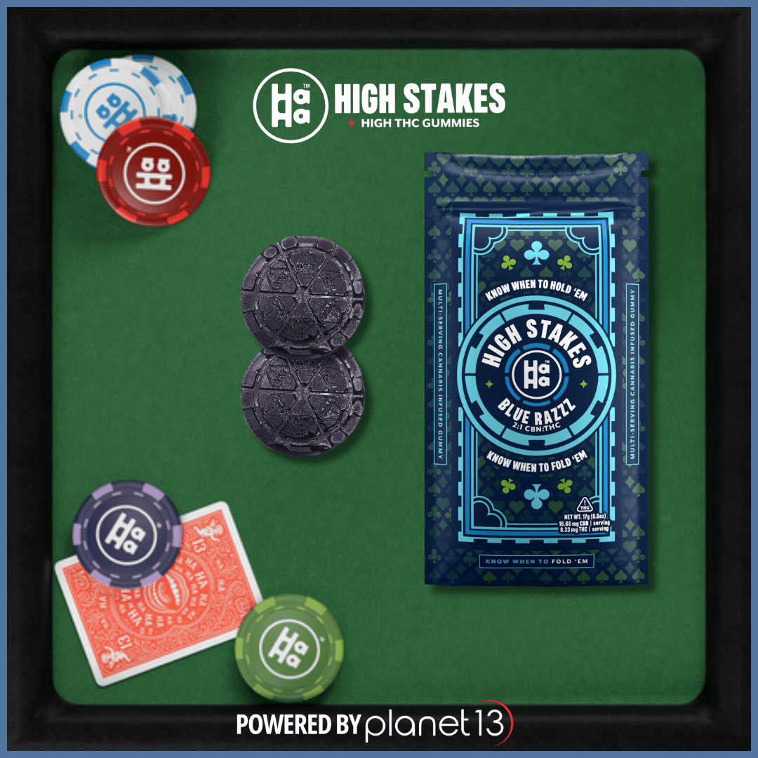 HaHa High Stakes Blue Razzz 2:1 200mgCBN:100mgTHC Gummies
