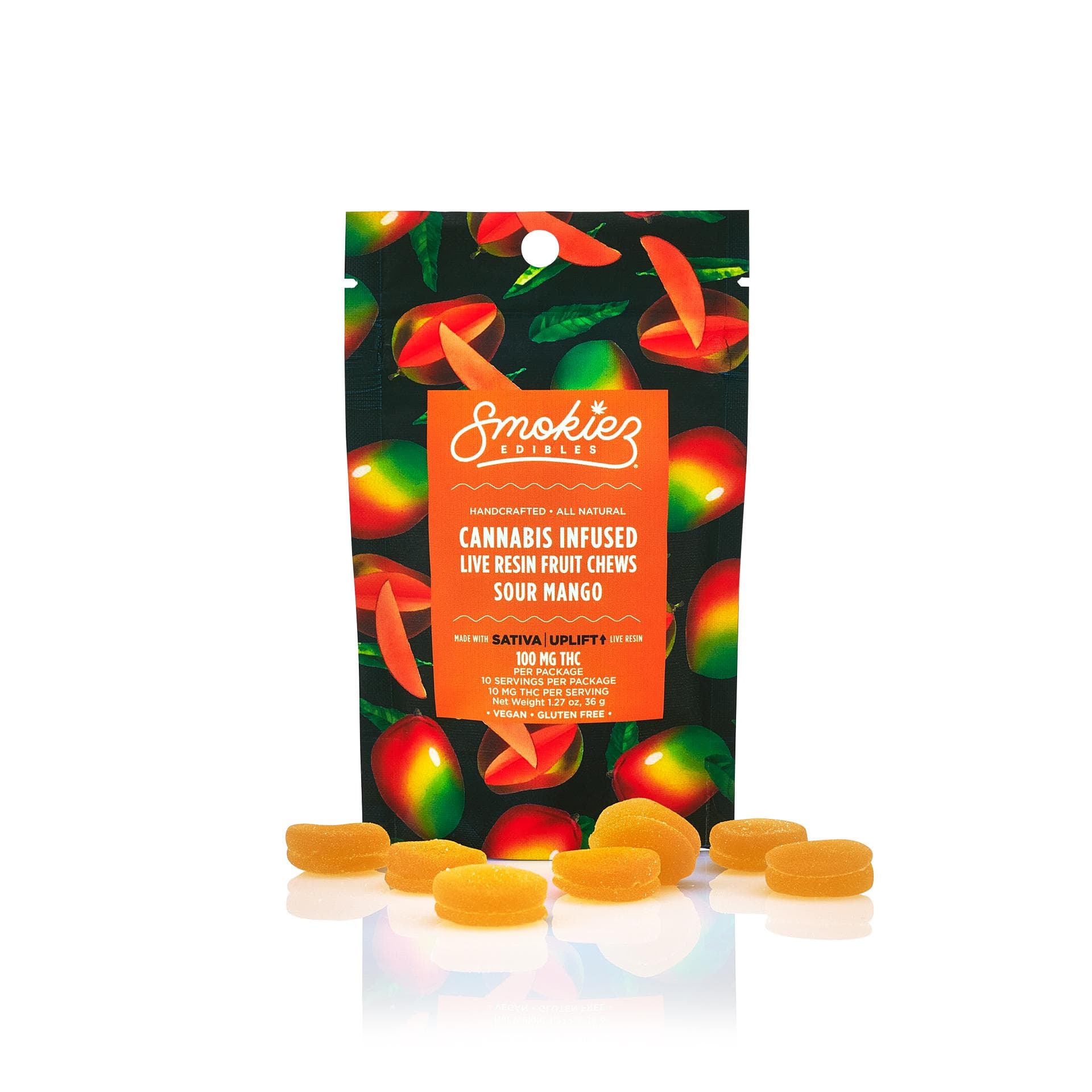 SMOKIEZ - GUMMIES LIVE RESIN - 100MG - 10PK - SOUR MANGO - SATIVA
