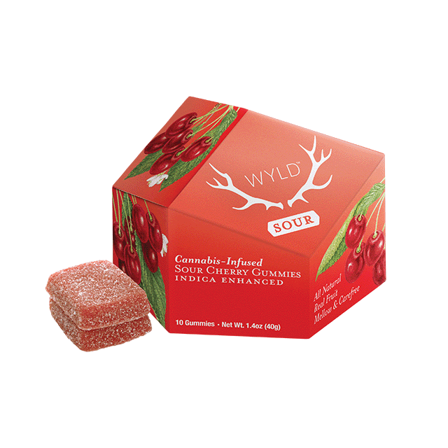 SOUR CHERRY GUMMIES 100MG WYLD M{398} N{277}