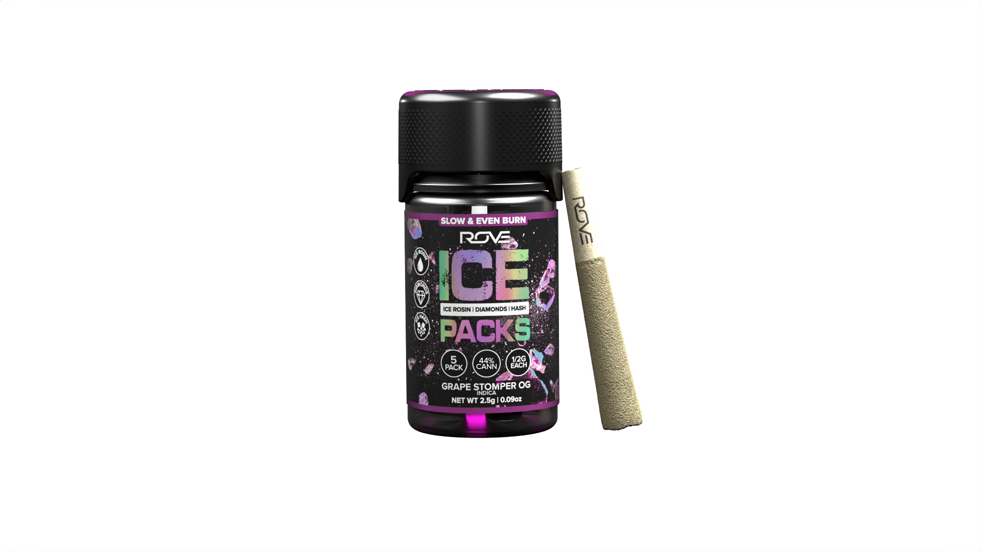 Rove - Ice Packs - Infused Prerolls 5pk - Grape Stomper OG (I) (2.5g)