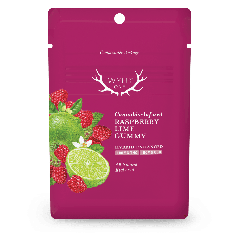 WYLD - WYLD ONE - GUMMIES - 100MG CBD / 100MG THC - 1PK - RASPBERRY LIME 1:1 - HYBRID