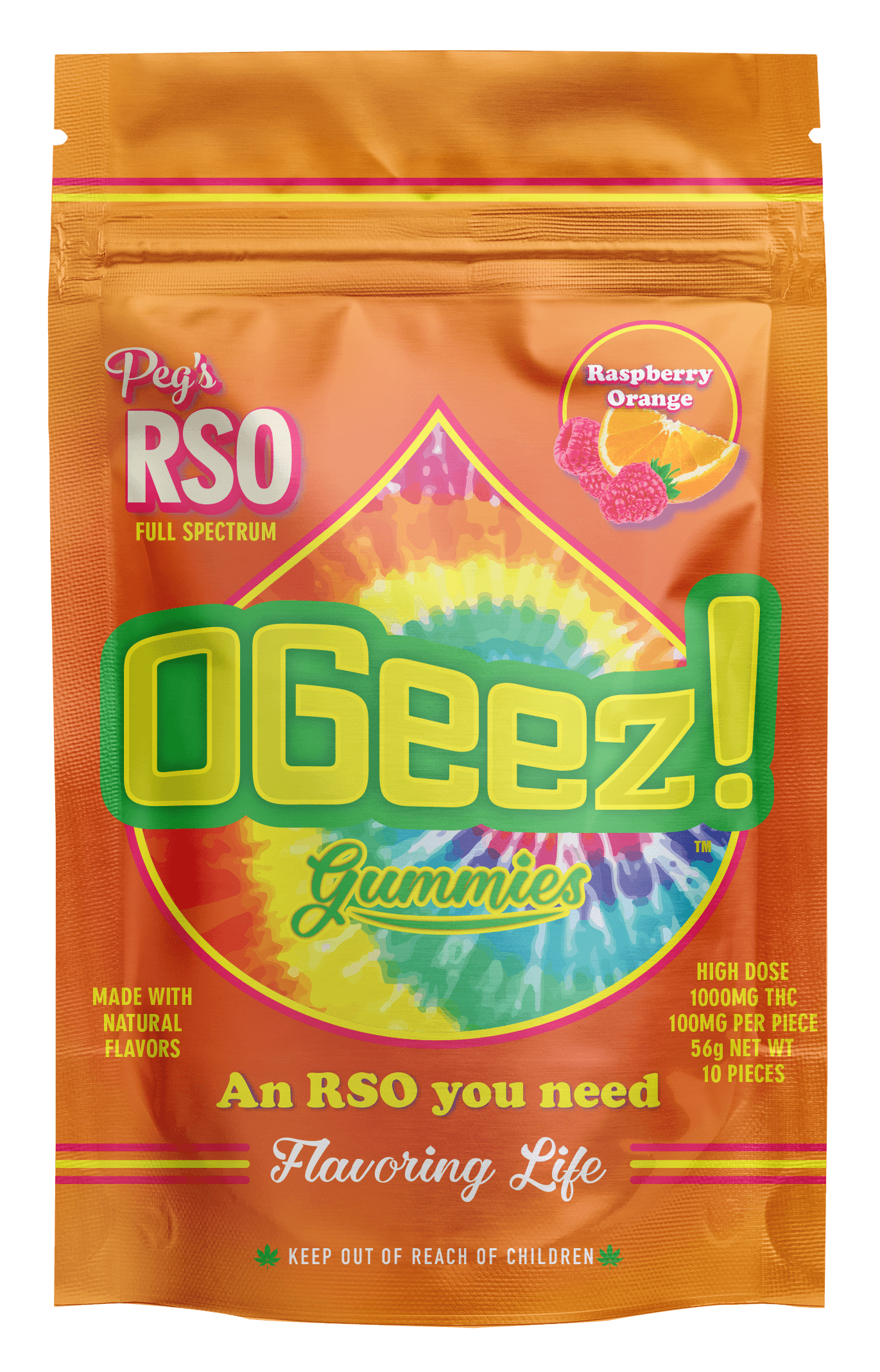OGeez! - Peg's Gummies RSO - Raspberry Orange (H) (1000mg)