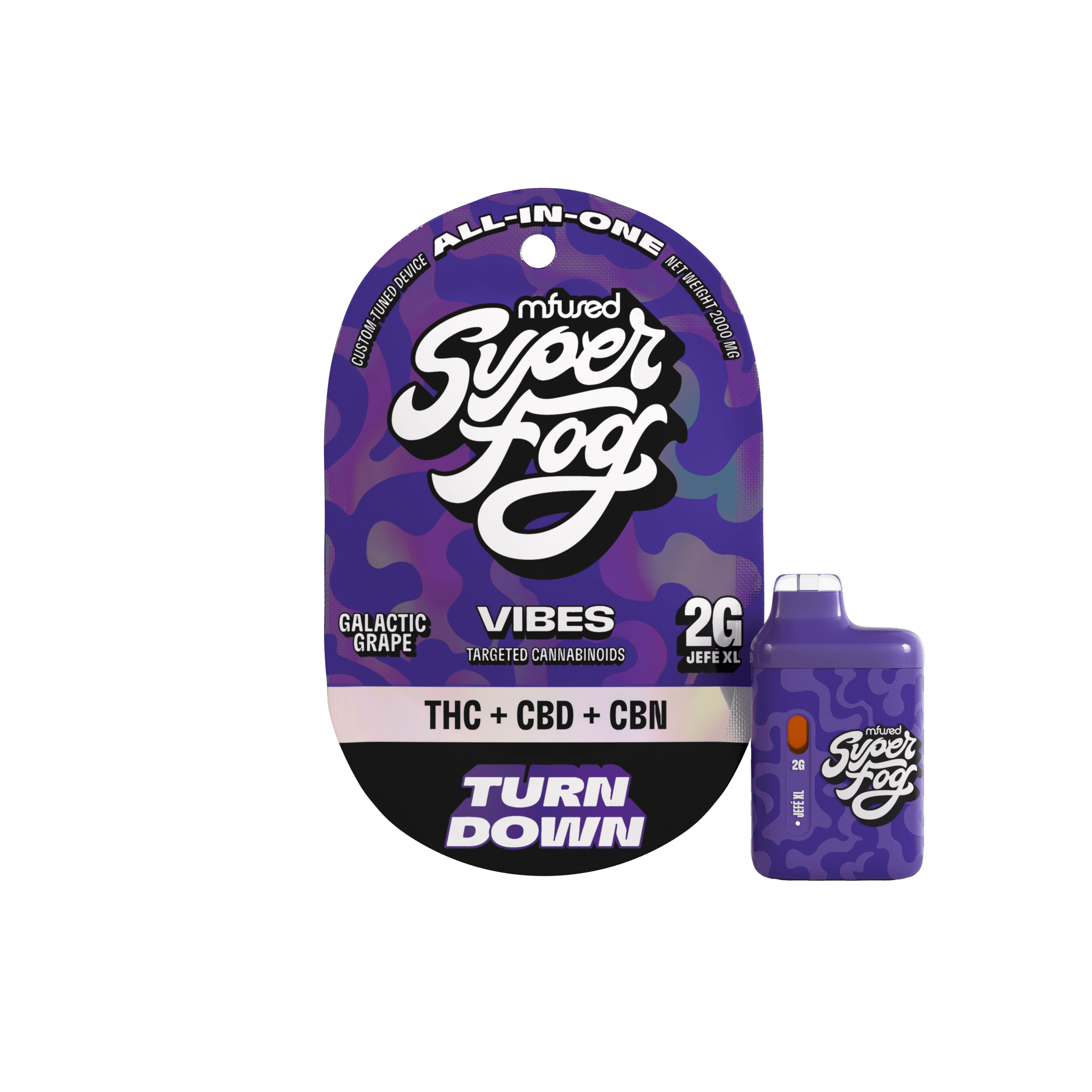 Mfused Super Fog - Vibes Jefe XL - AIO Liquid Diamonds - Turn Down Galatic Grape (I) (2.0g)
