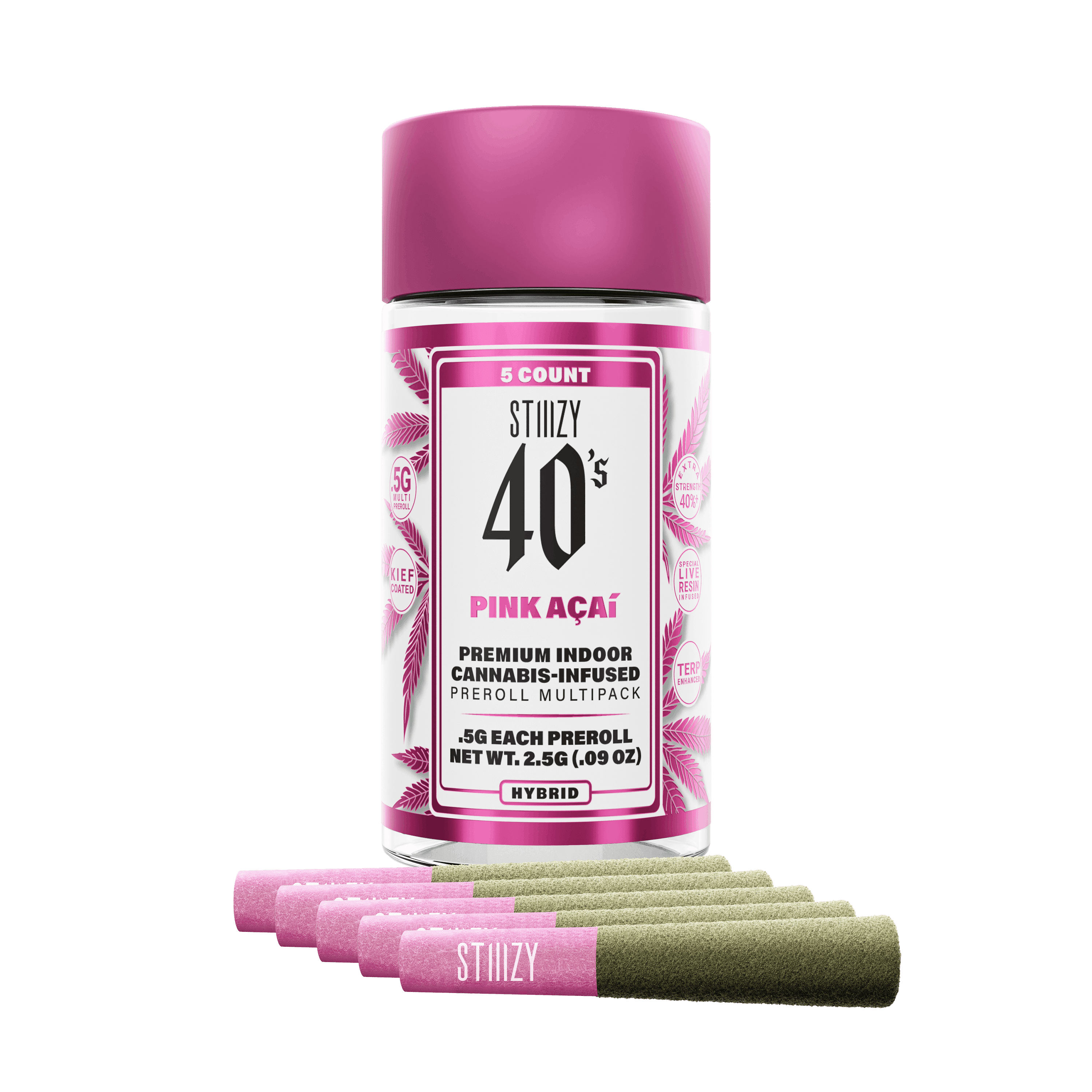 STIIIZY 40's Pink Acai (H) Infused Pre-Roll Multipack 0.5g 4pk