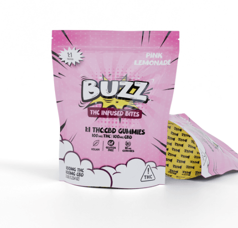 BUZZ | Pink Lemonade 1:1 THC:CBD Gummies 100mg