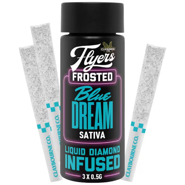 Claybourne Co. Flyers Frosted Blue Dream .5g Infused Preroll 3pk