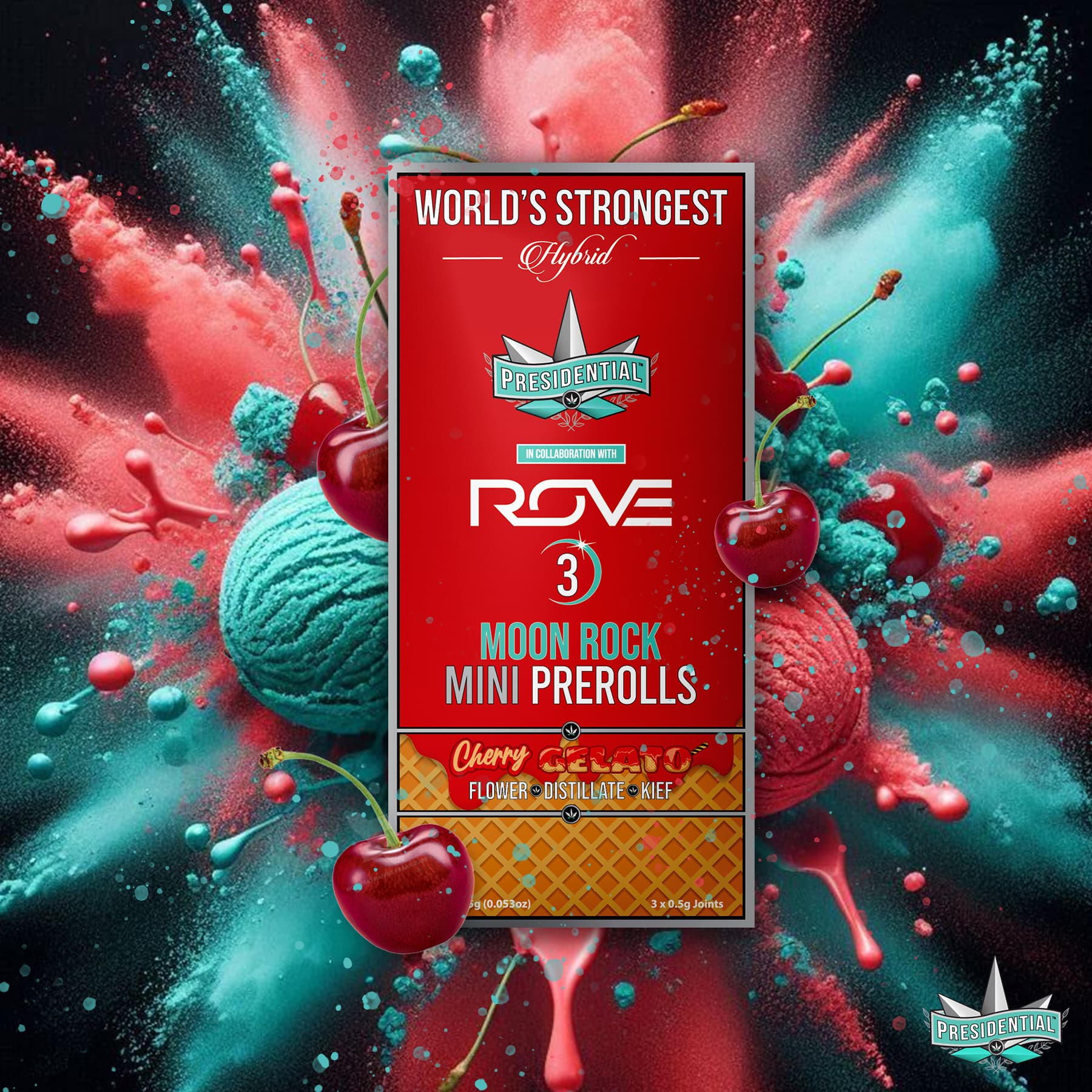 Presidential - Cherry Gelato Moon Rock Mini Pre-Roll 3pk