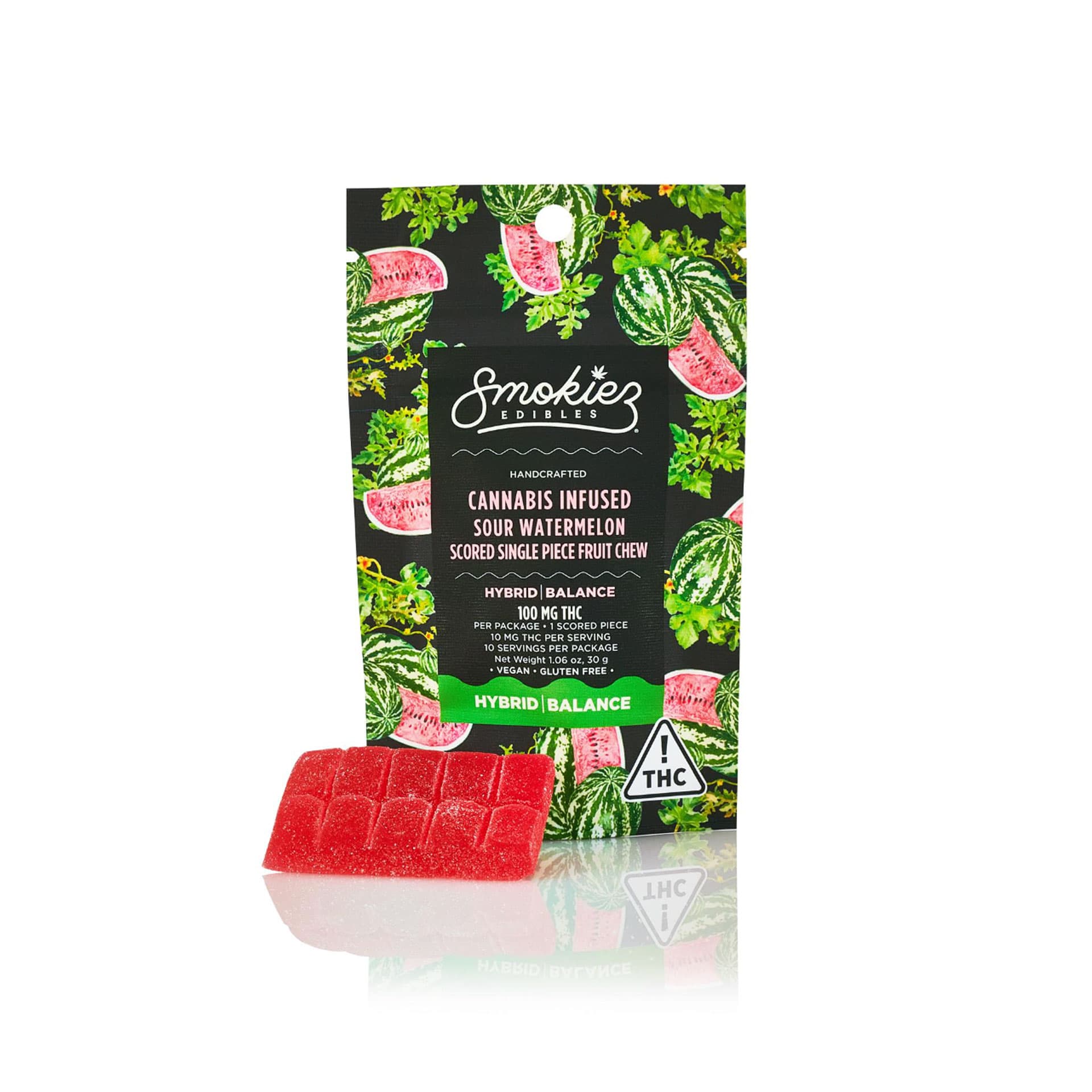 Smokiez Sour Watermelon (H) Scored Single Fruit Chews 1pk 100mg