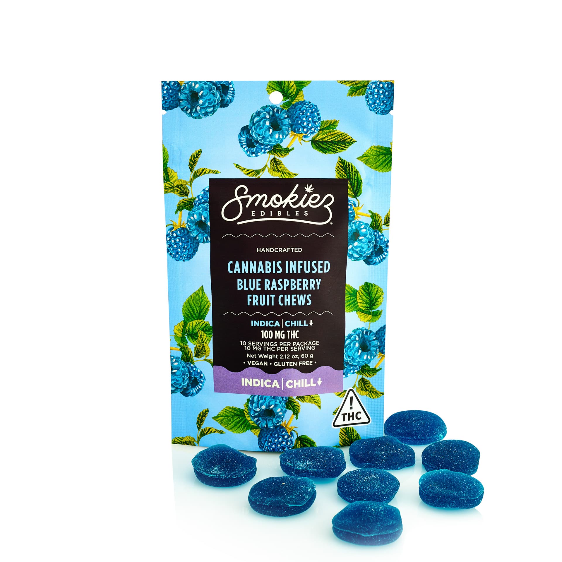 Blue Raspberry Indica  100mg THC Fruit Chews