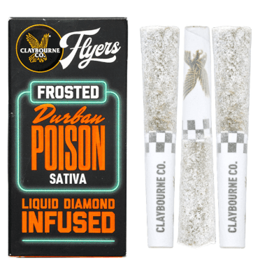 Claybourne Co. Flyers Frosted Durban Poison .5g Infused Preroll 3pk